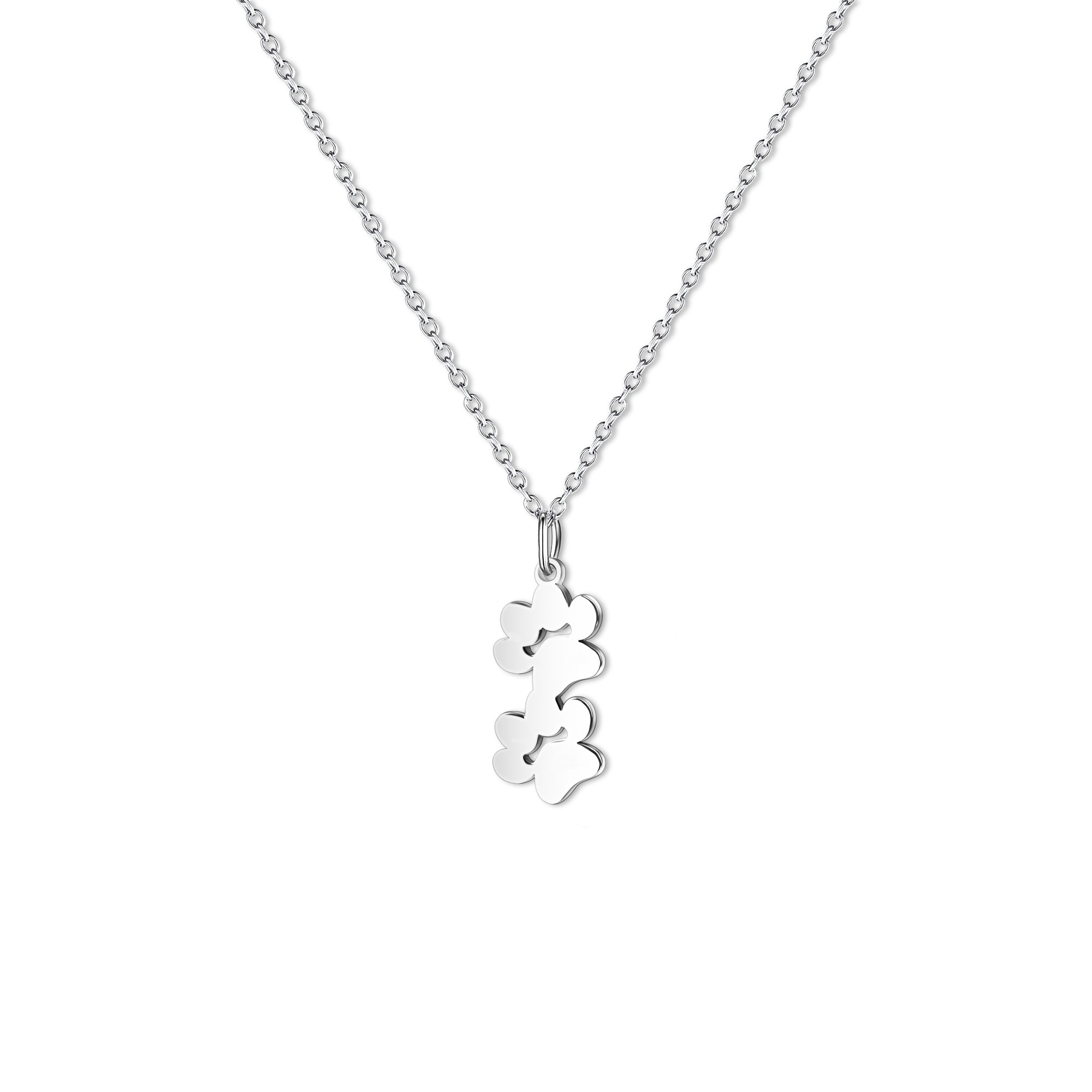 Vertical Paw Print Name Necklace