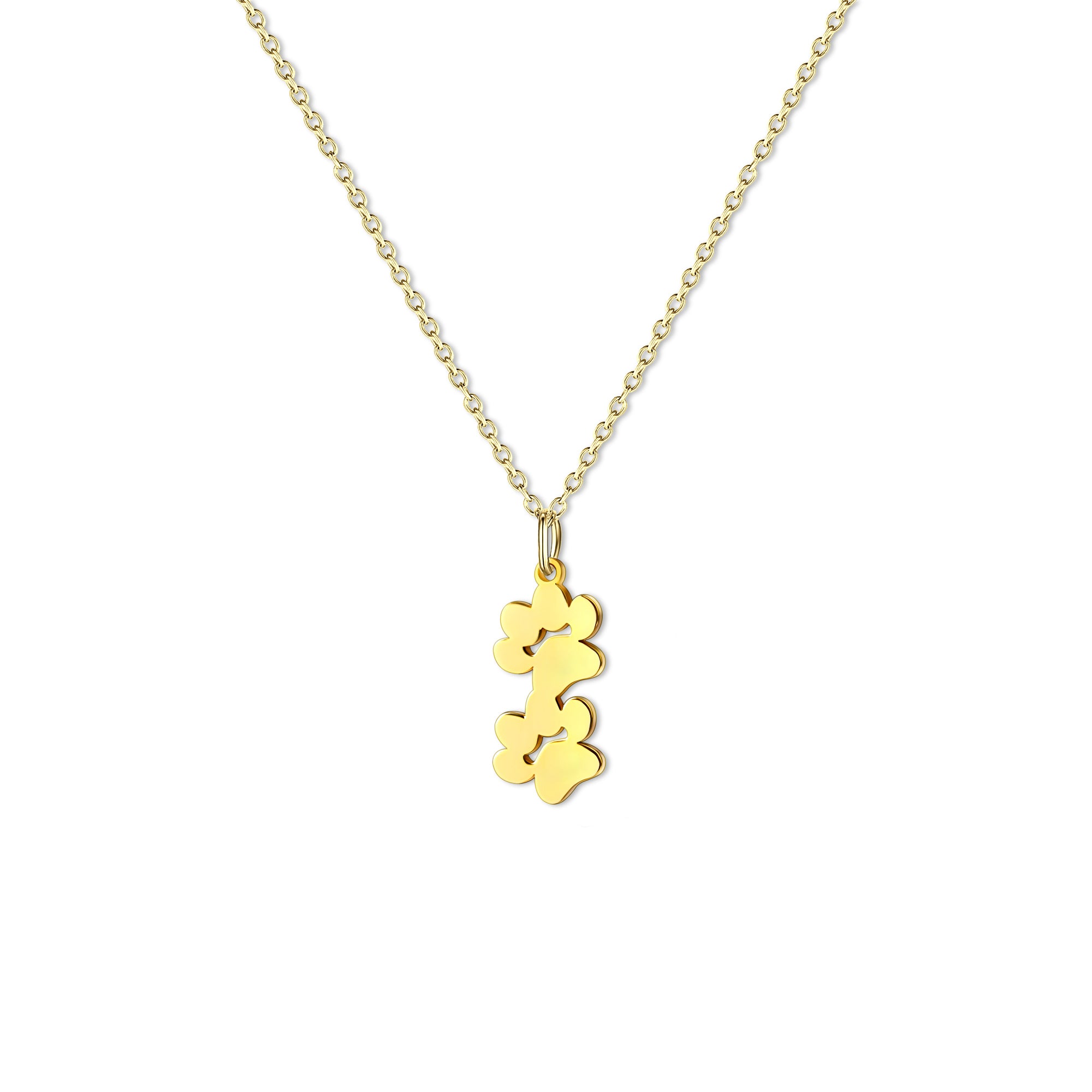 Vertical Paw Print Name Necklace