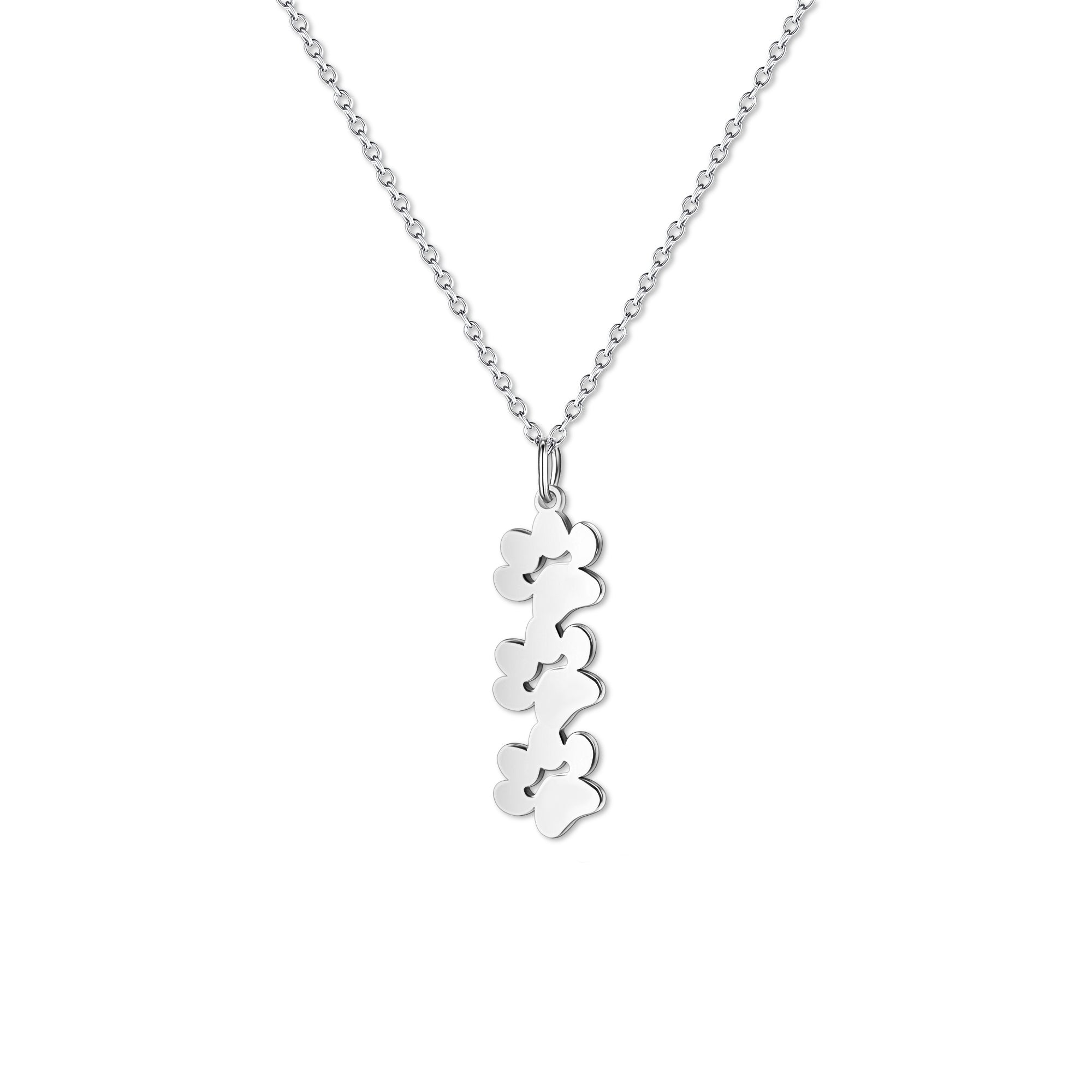 Vertical Paw Print Name Necklace