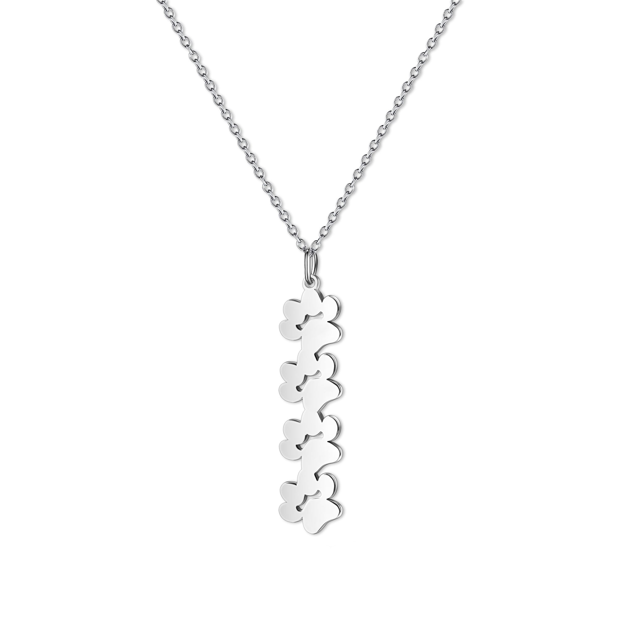Vertical Paw Print Name Necklace