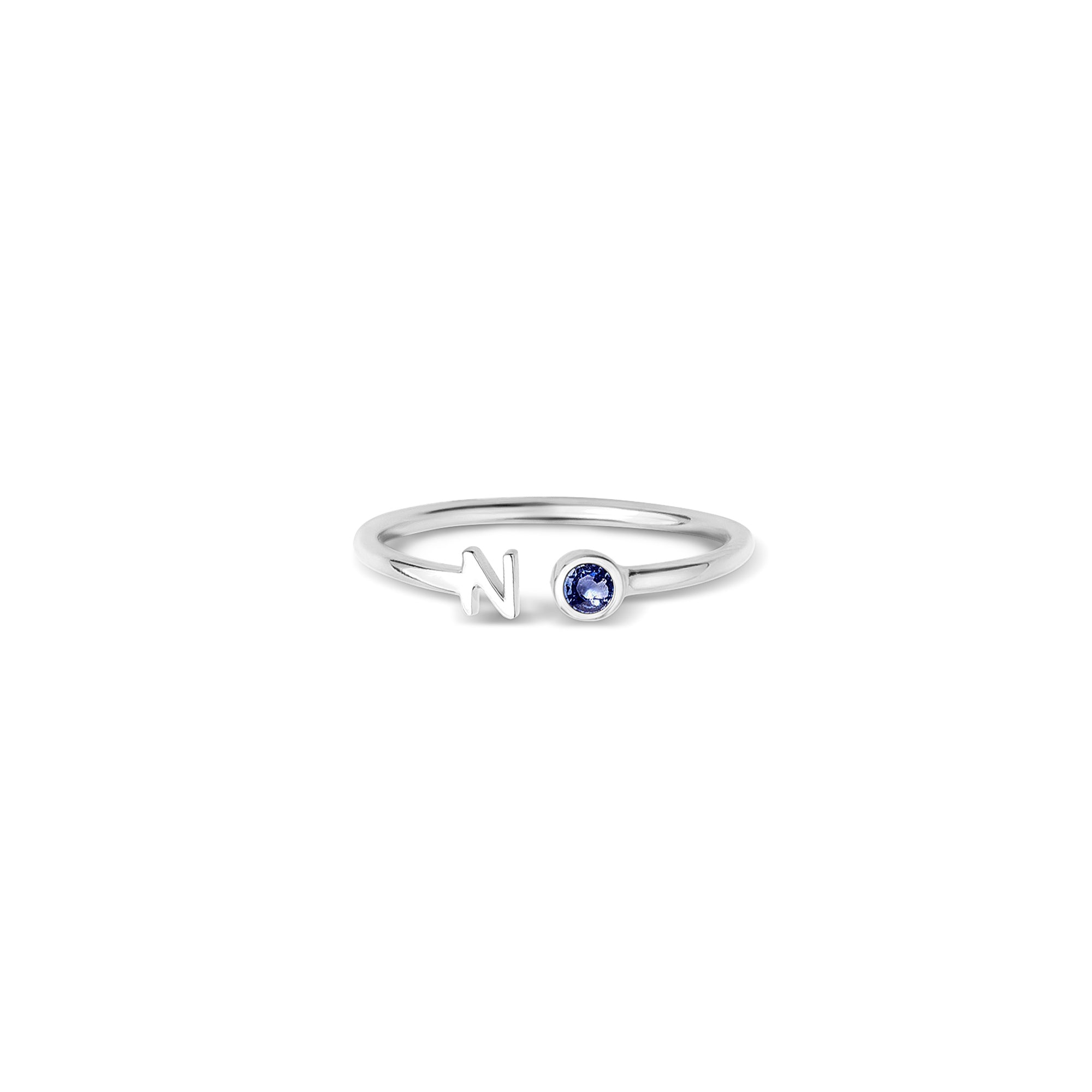 Parallel Initial Birthstone Ring