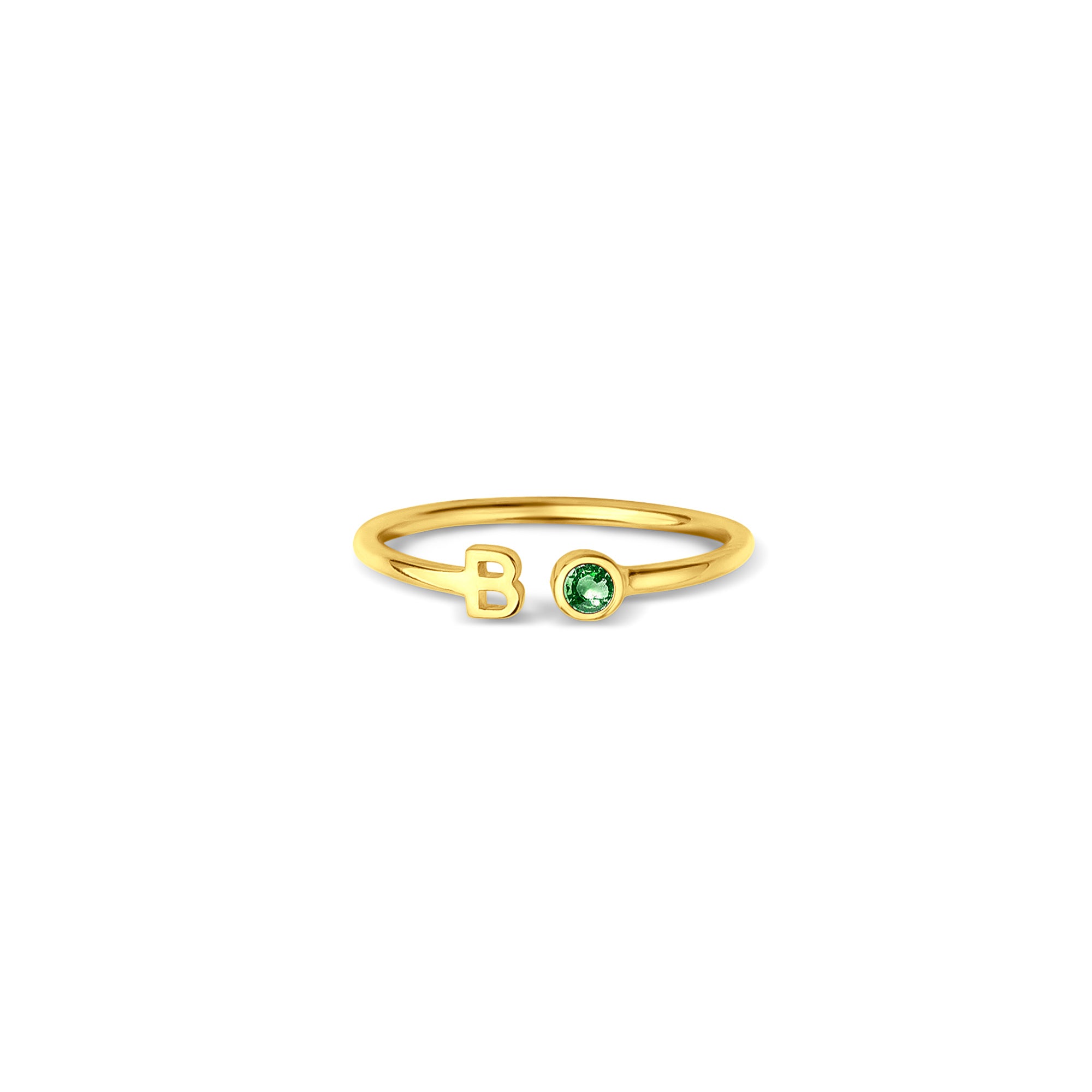 Parallel Initial Birthstone Ring