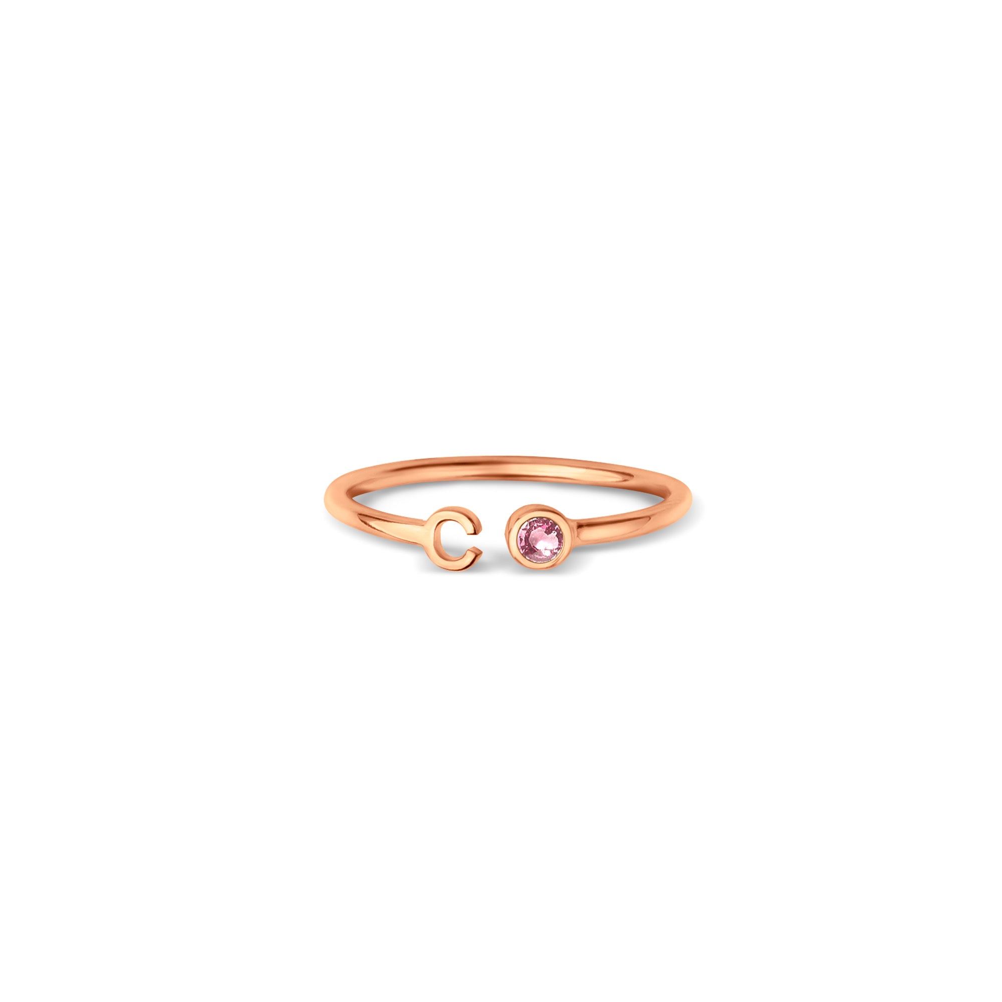 Parallel Initial Birthstone Ring