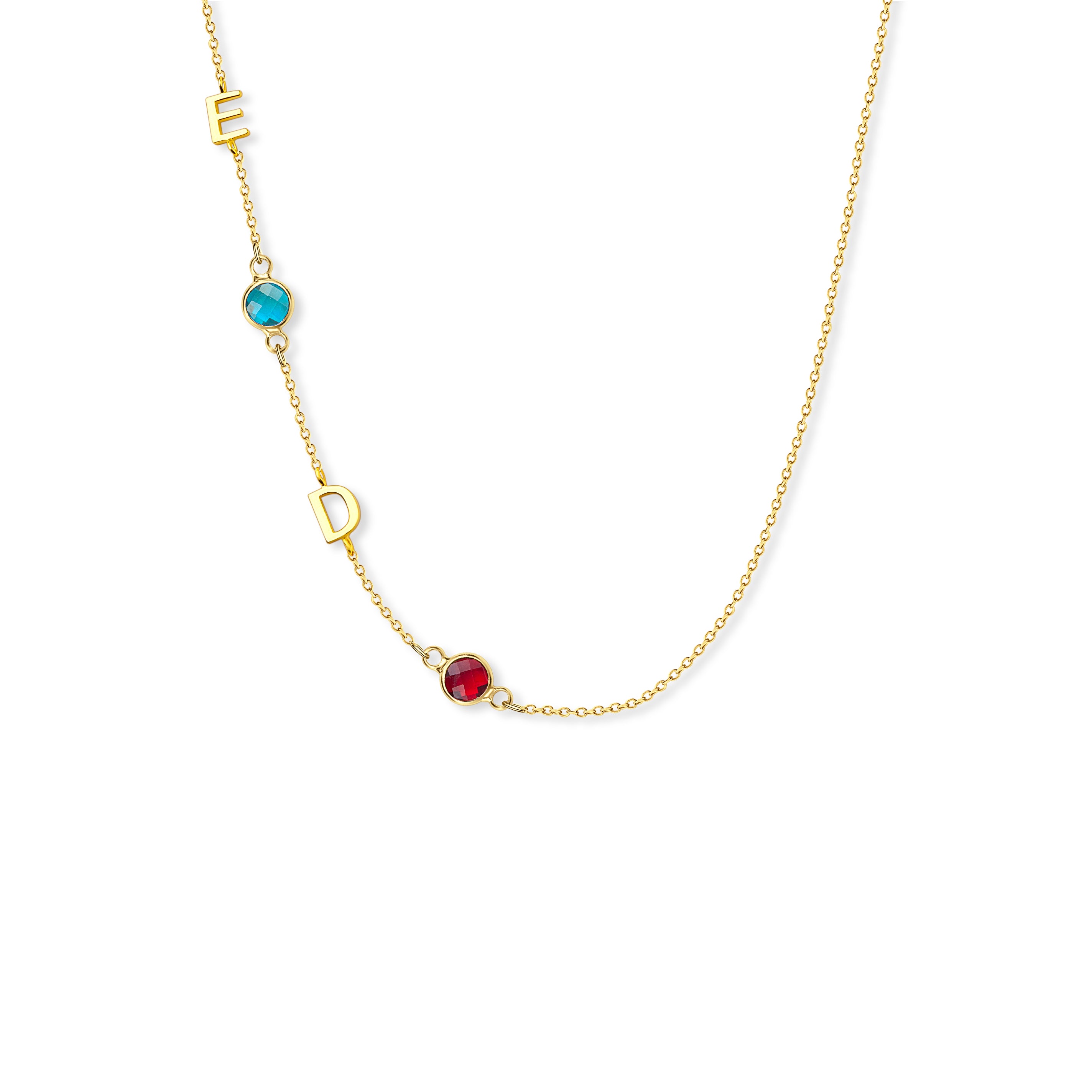 Personalized Charms and Birthstone Necklace