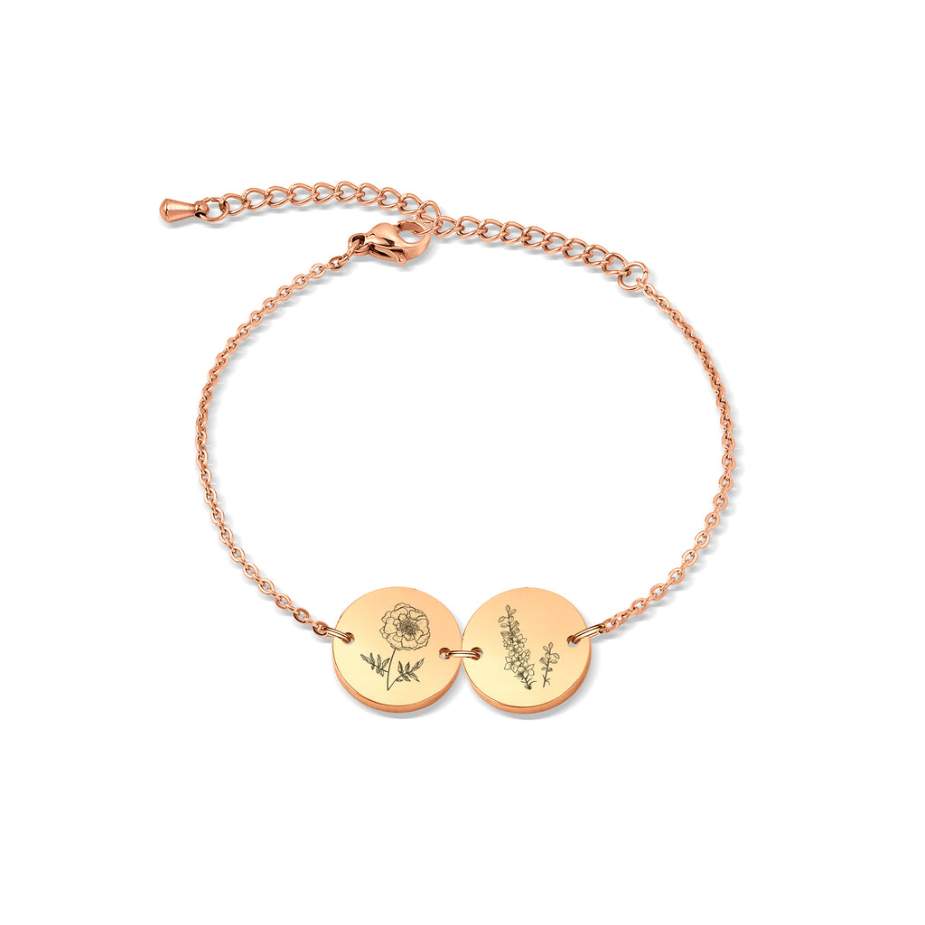 Personalized Flower Charm Bracelet