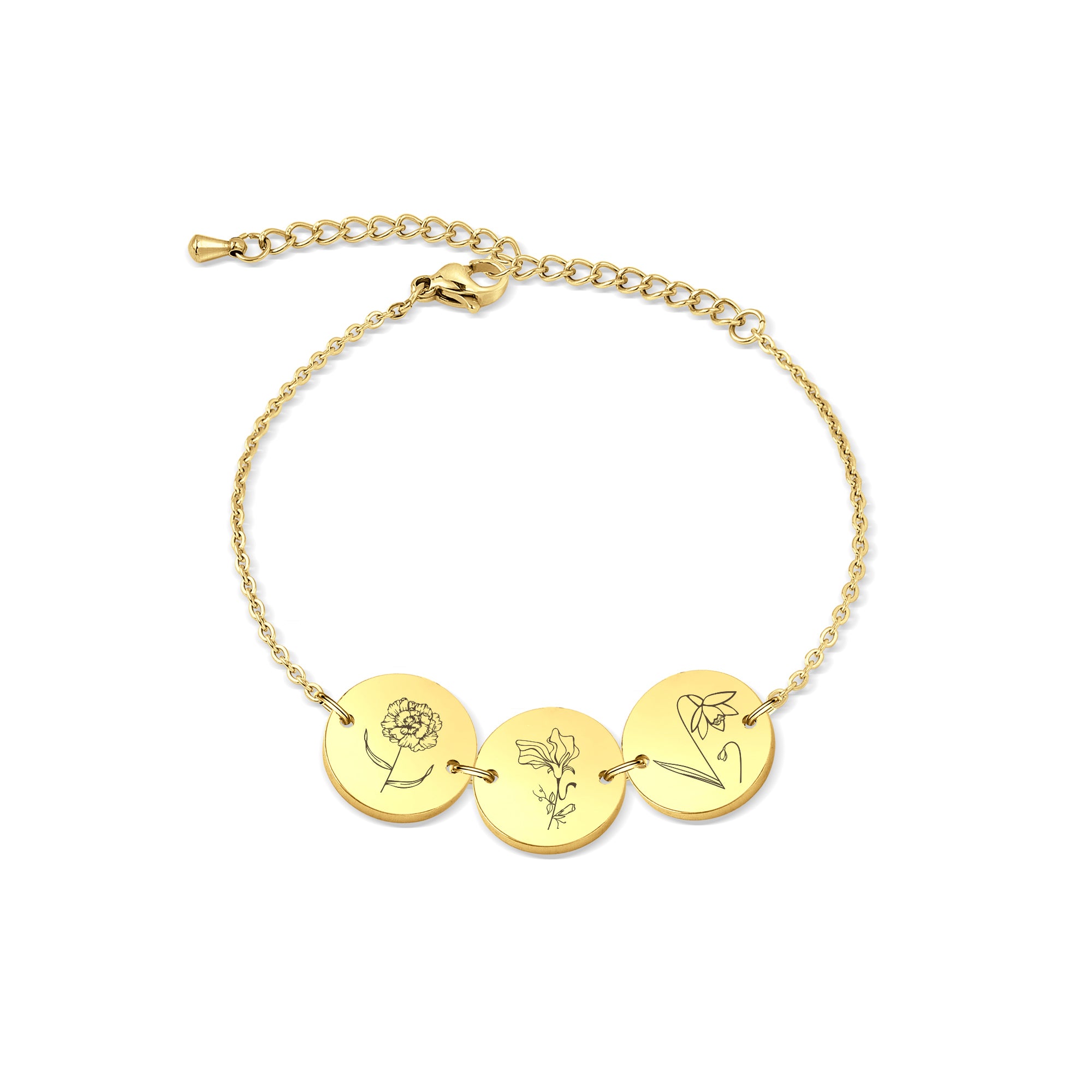 Personalized Flower Charm Bracelet