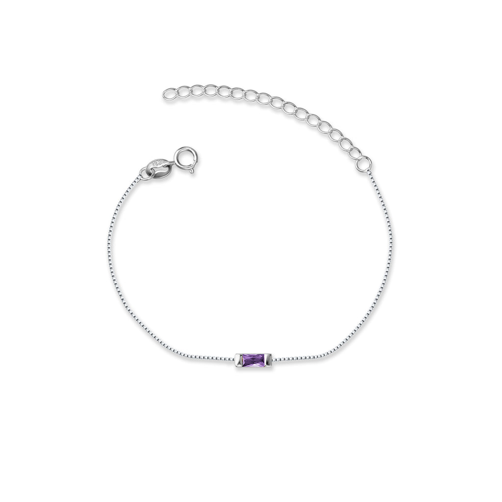 Sterling Silver Birthstone Baguette Bracelet
