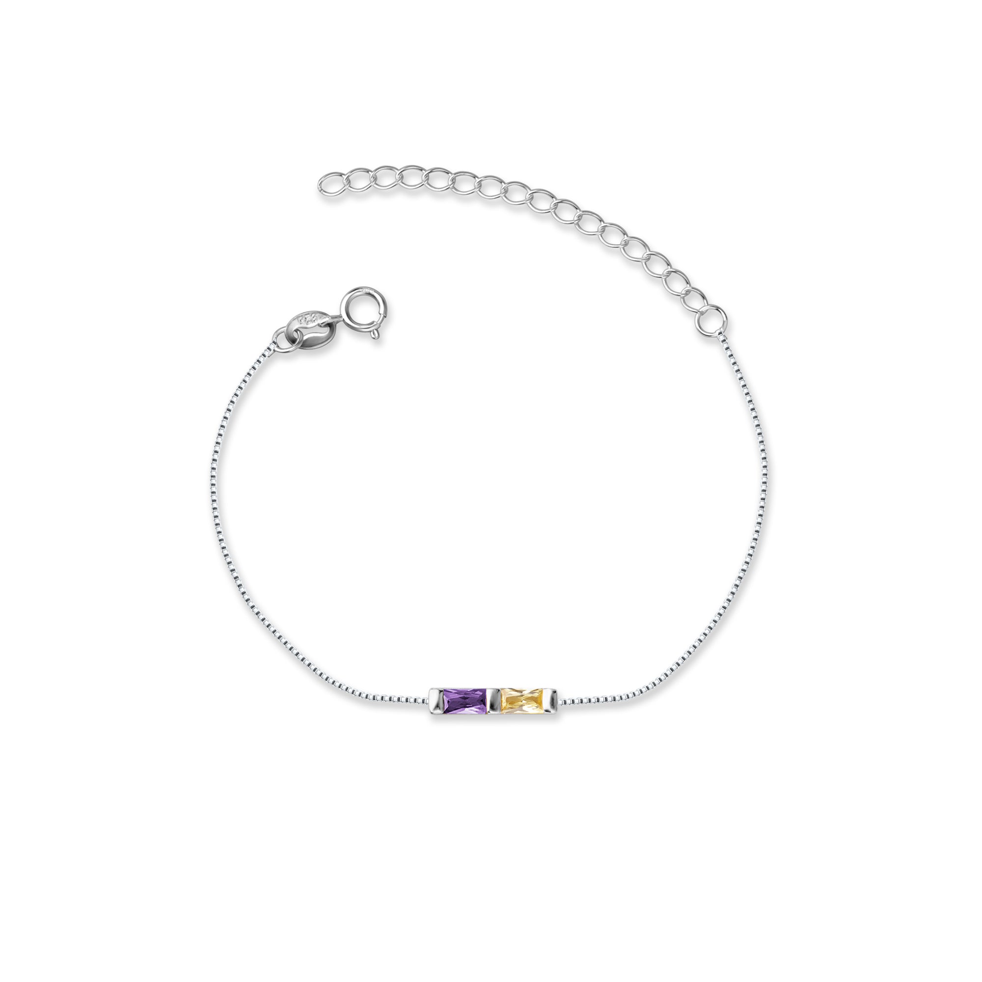 Sterling Silver Birthstone Baguette Bracelet