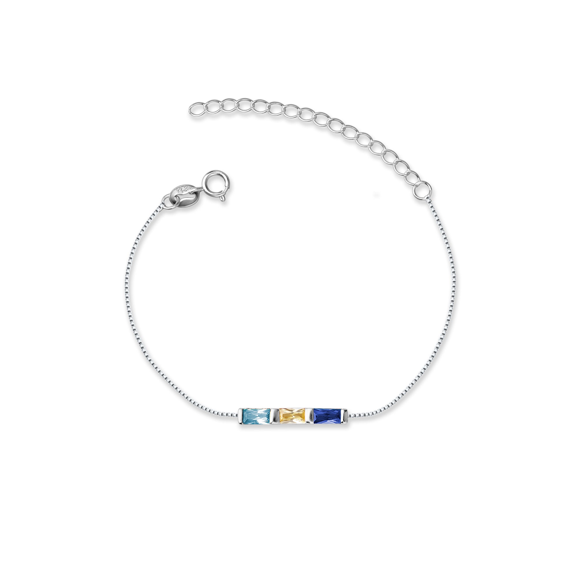 Sterling Silver Birthstone Baguette Bracelet