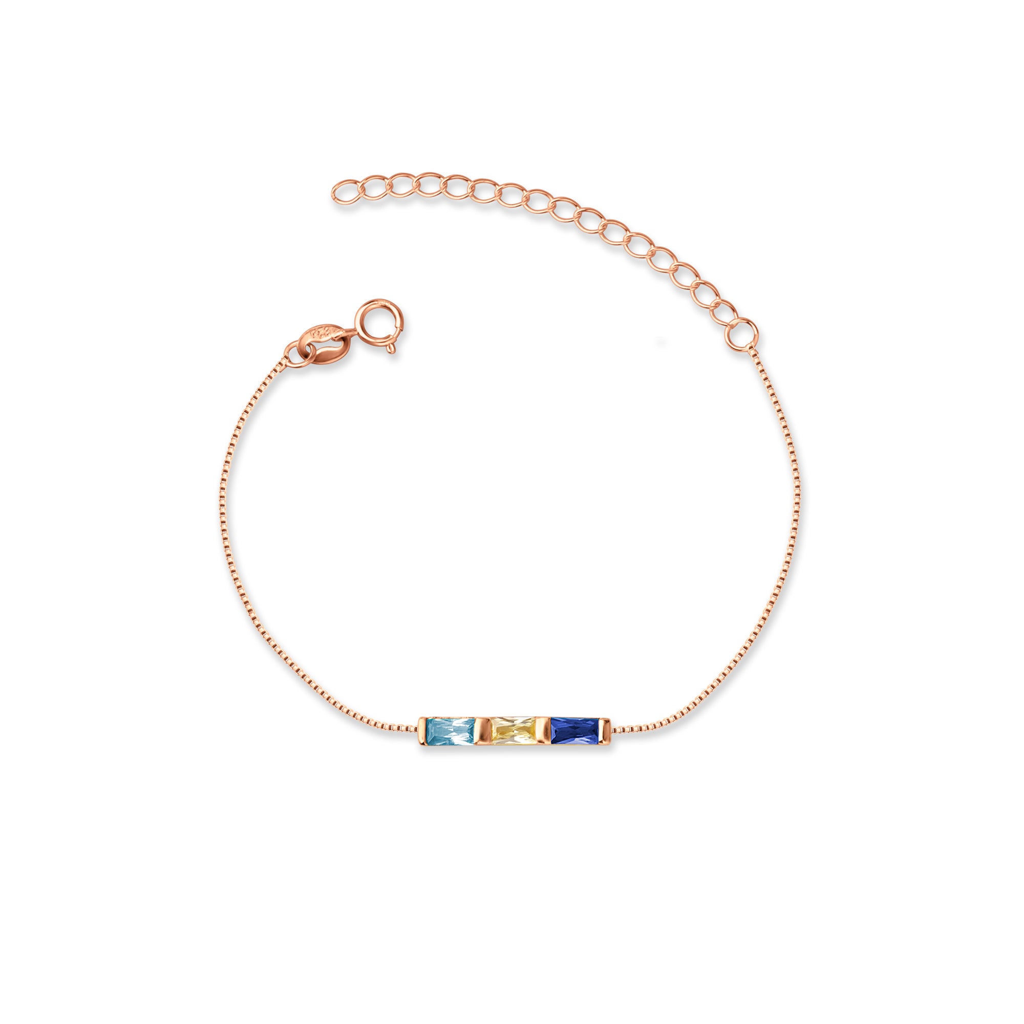 Sterling Silver Birthstone Baguette Bracelet