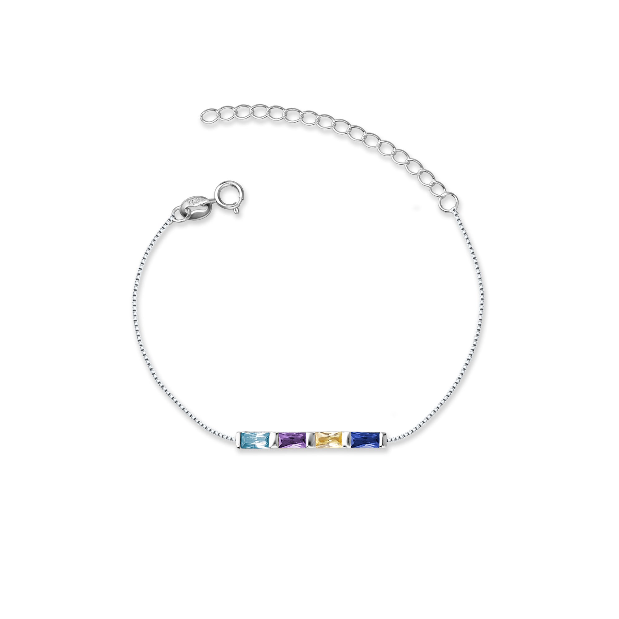 Sterling Silver Birthstone Baguette Bracelet