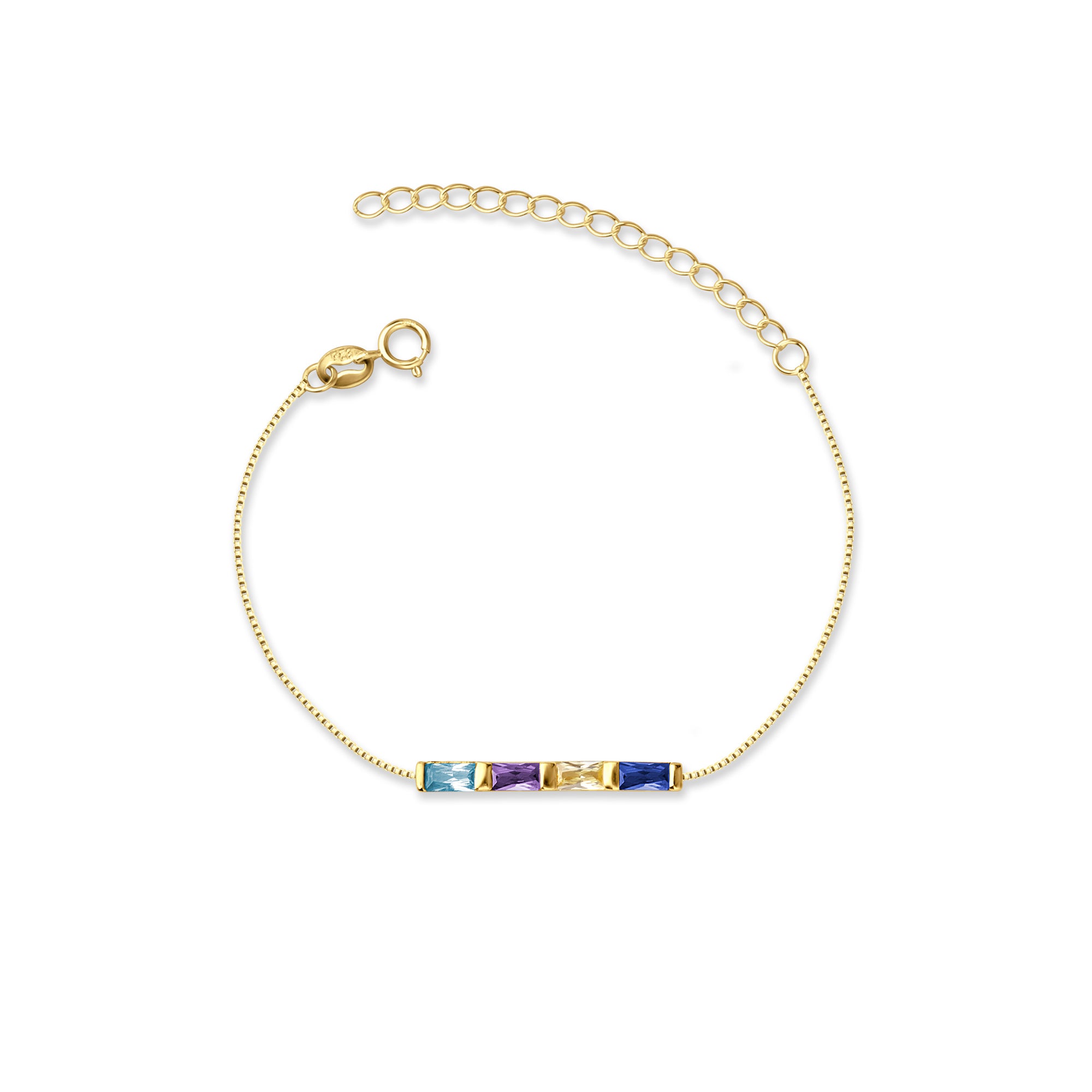 Sterling Silver Birthstone Baguette Bracelet