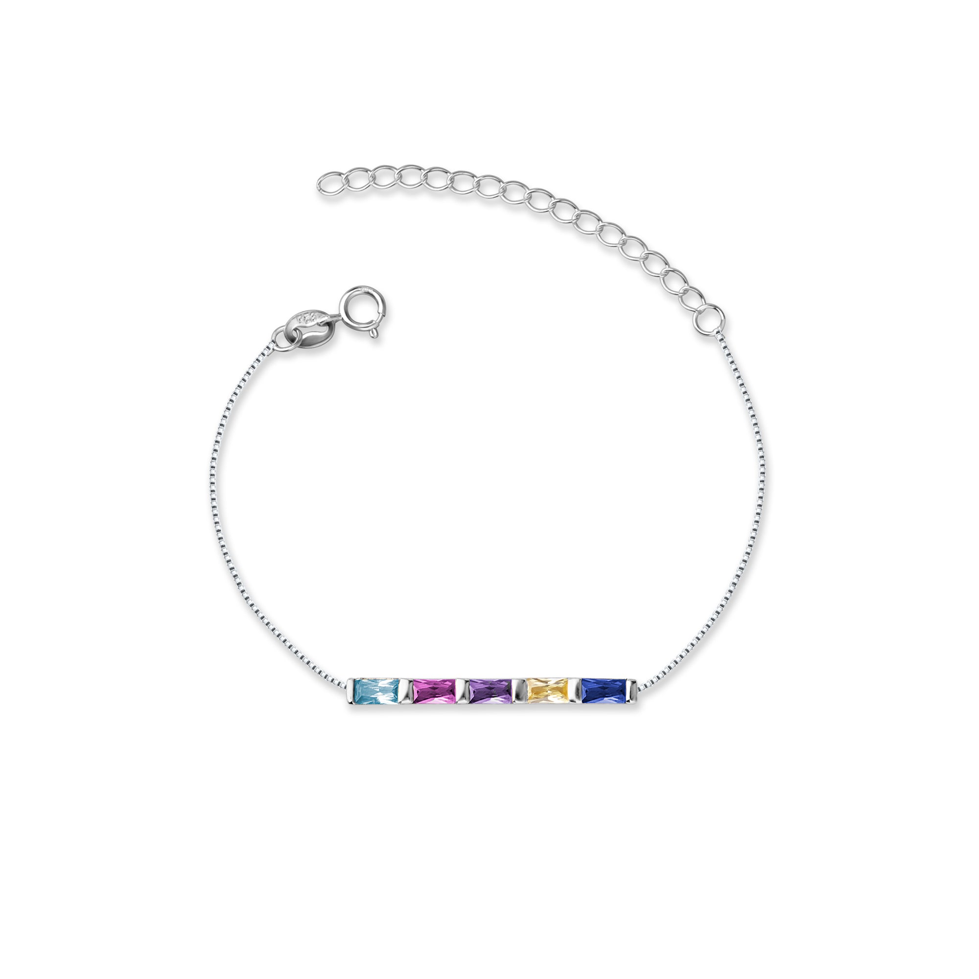 Sterling Silver Birthstone Baguette Bracelet
