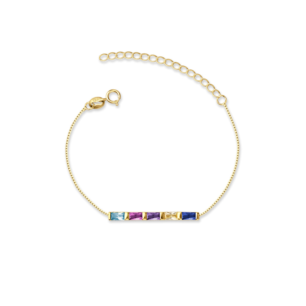 Sterling Silver Birthstone Baguette Bracelet