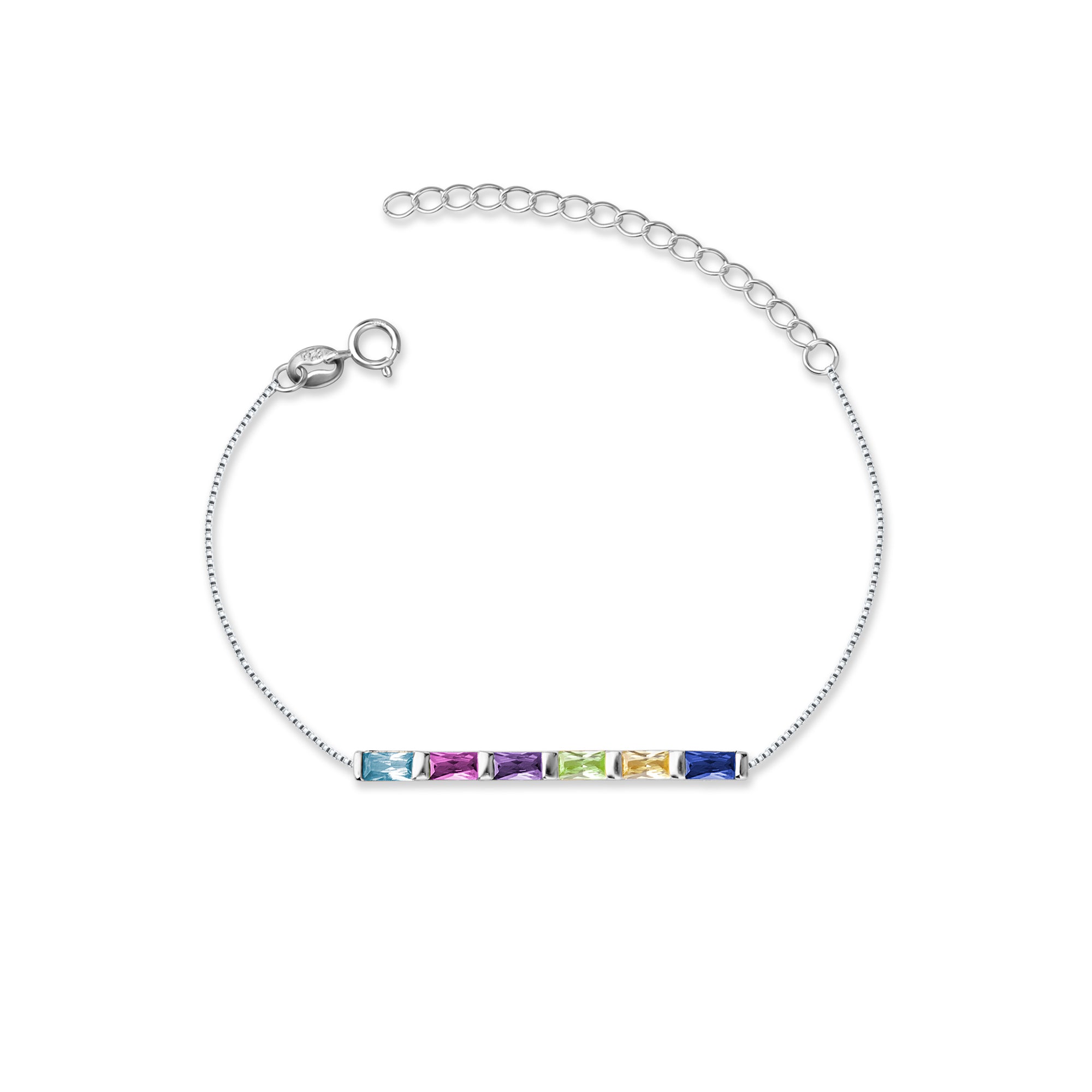 Sterling Silver Birthstone Baguette Bracelet
