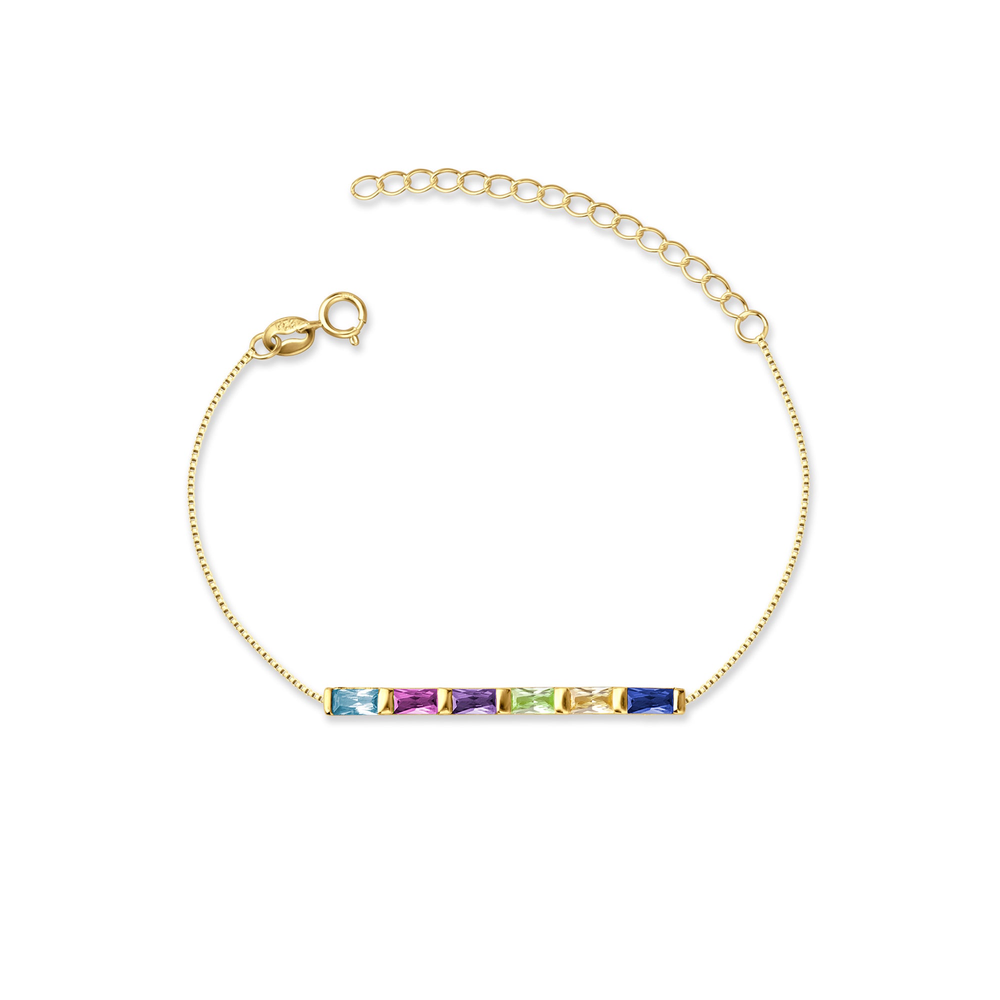 Sterling Silver Birthstone Baguette Bracelet