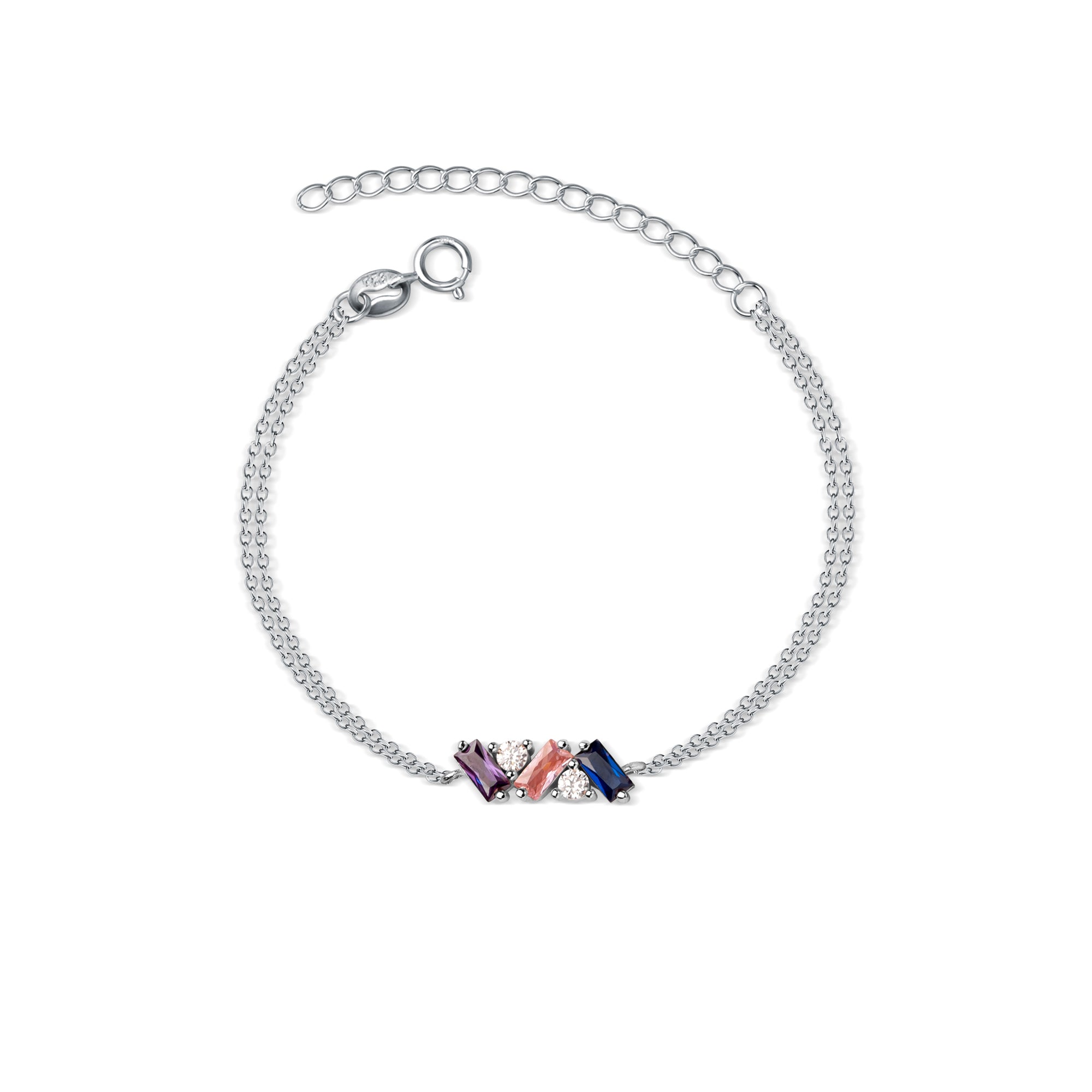 Personalized Birthstone Double Chain Bracelet