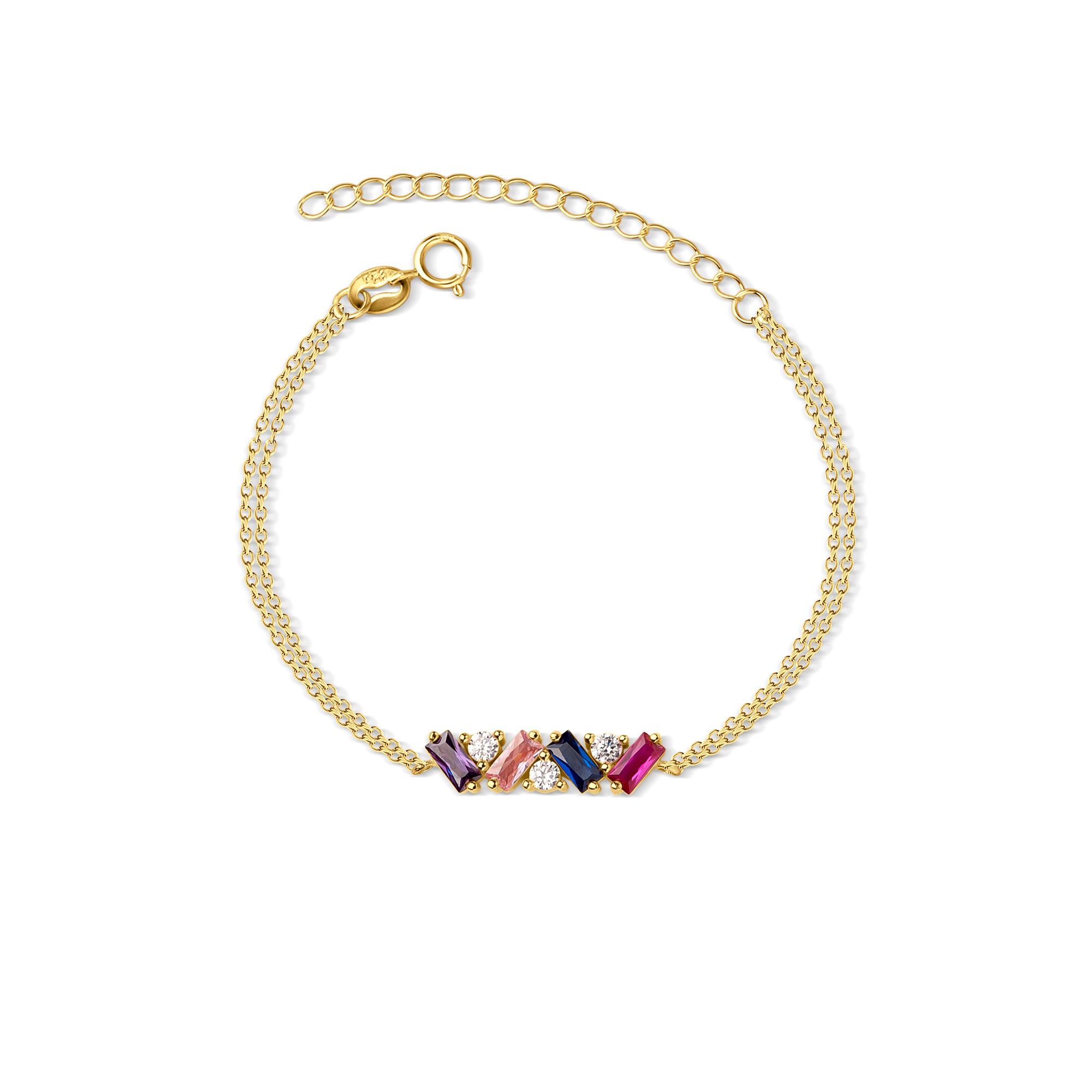 Personalized Birthstone Double Chain Bracelet