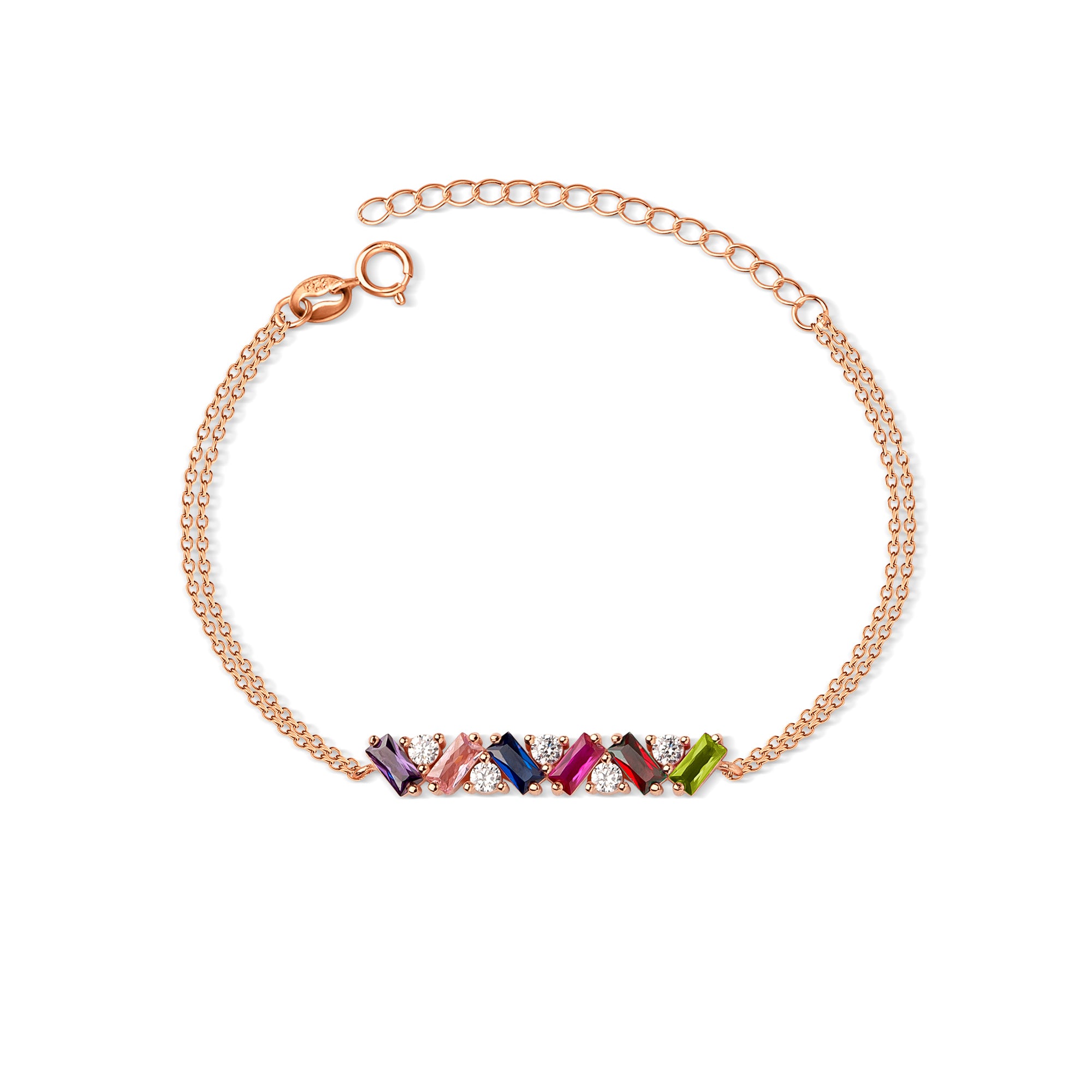 Personalized Birthstone Double Chain Bracelet