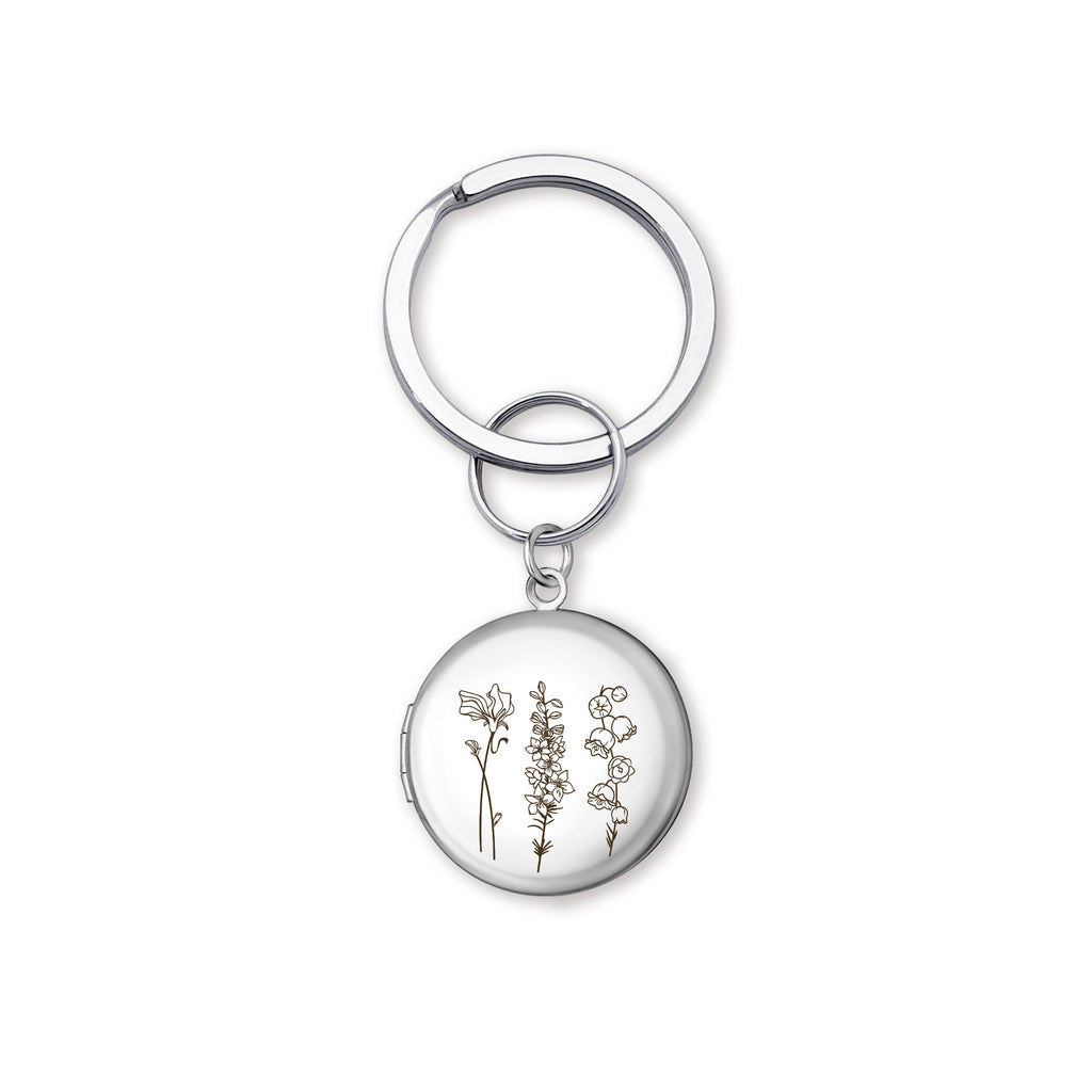 Custom Flower Garden Photo Locket Key Chain