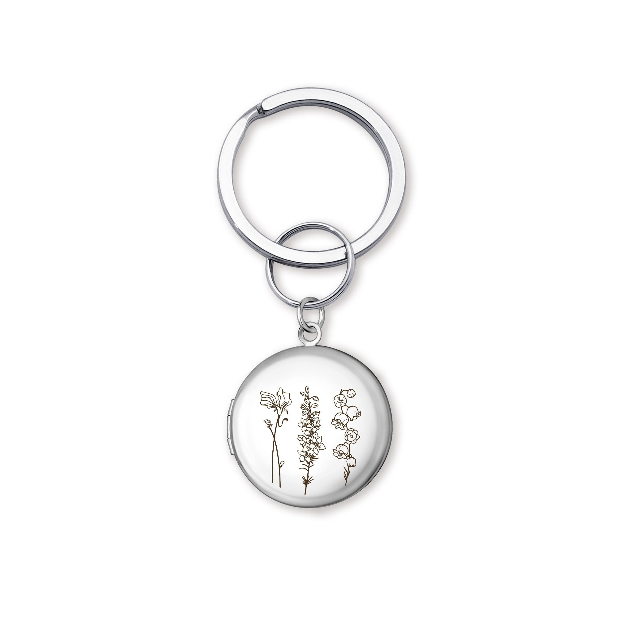 Custom Flower Garden Photo Locket Key Chain
