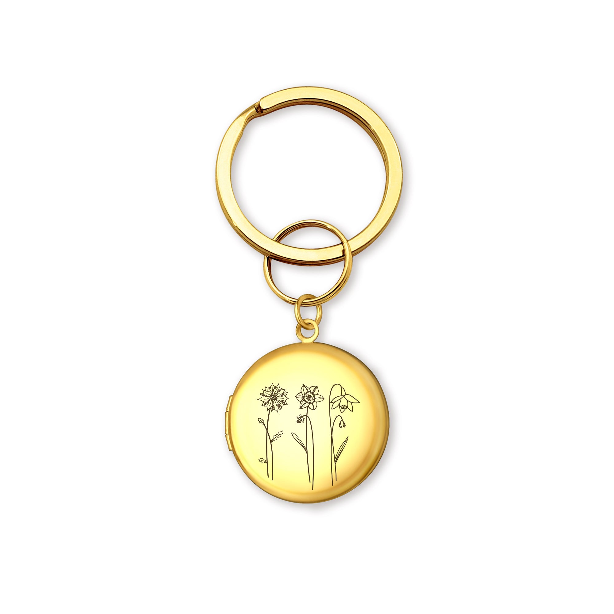Custom Flower Garden Photo Locket Key Chain