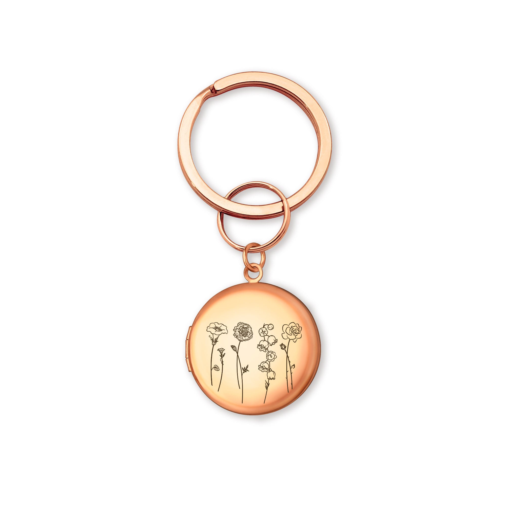 Custom Flower Garden Photo Locket Key Chain