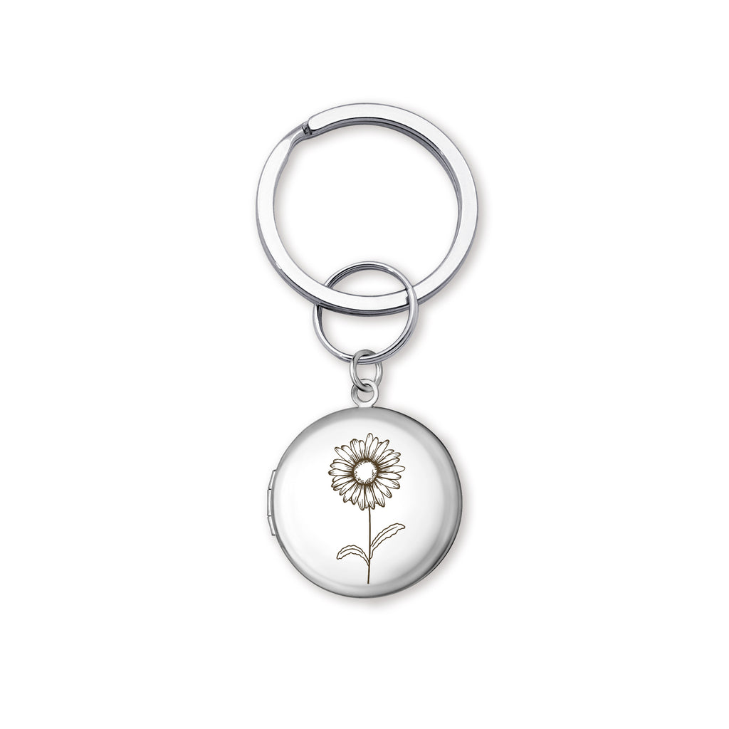 Custom Flower Photo Locket Key Chain