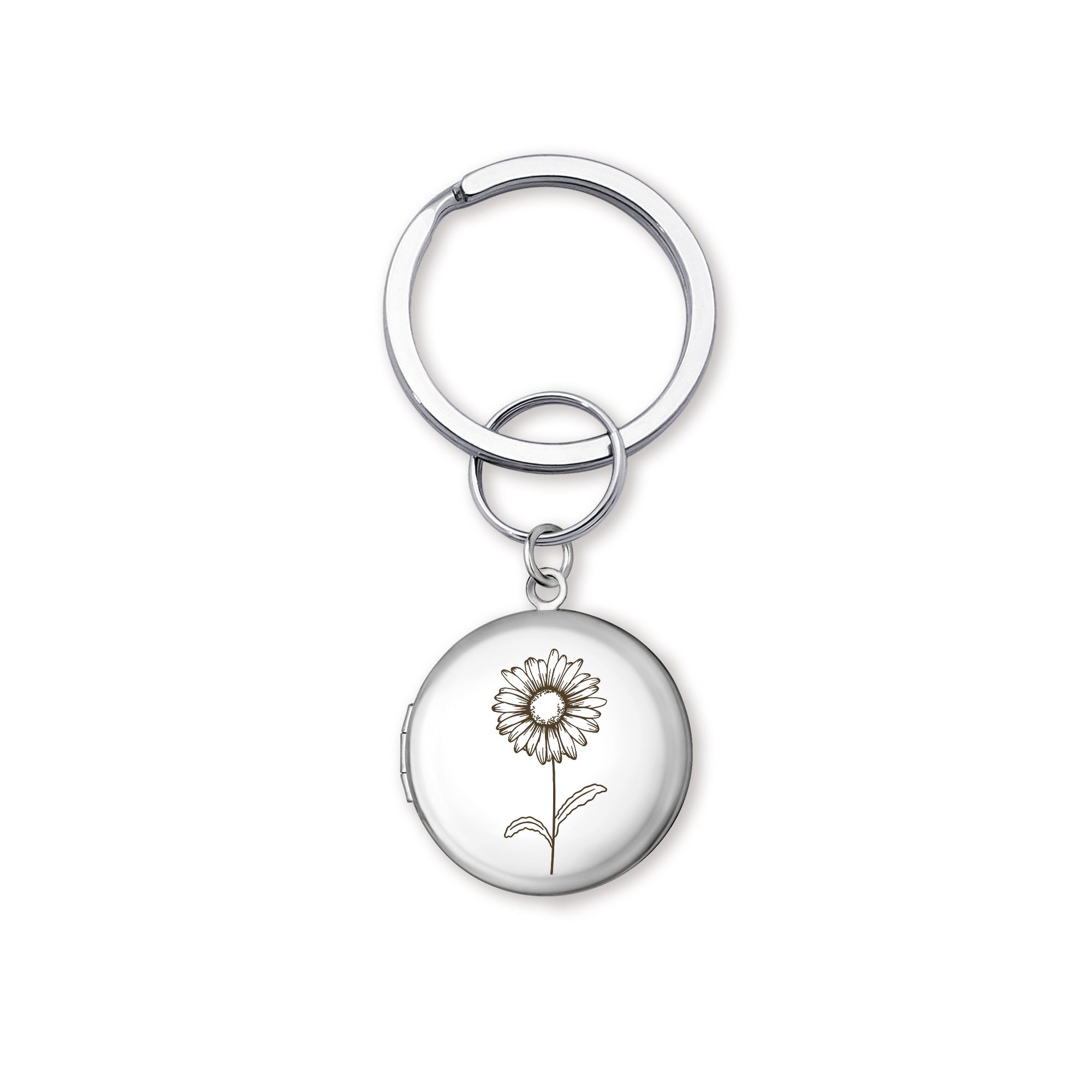 Custom Flower Photo Locket Key Chain