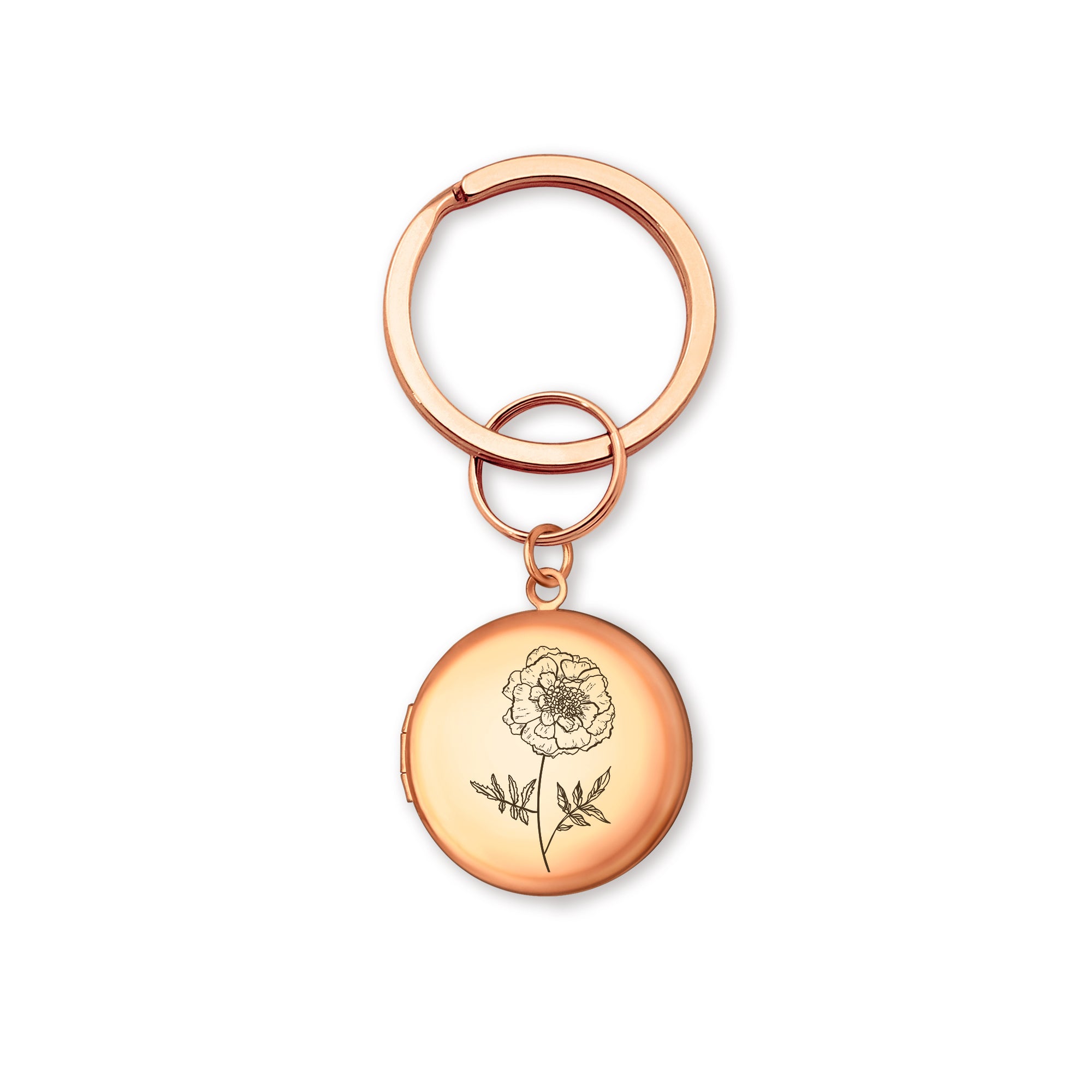 Custom Flower Photo Locket Key Chain