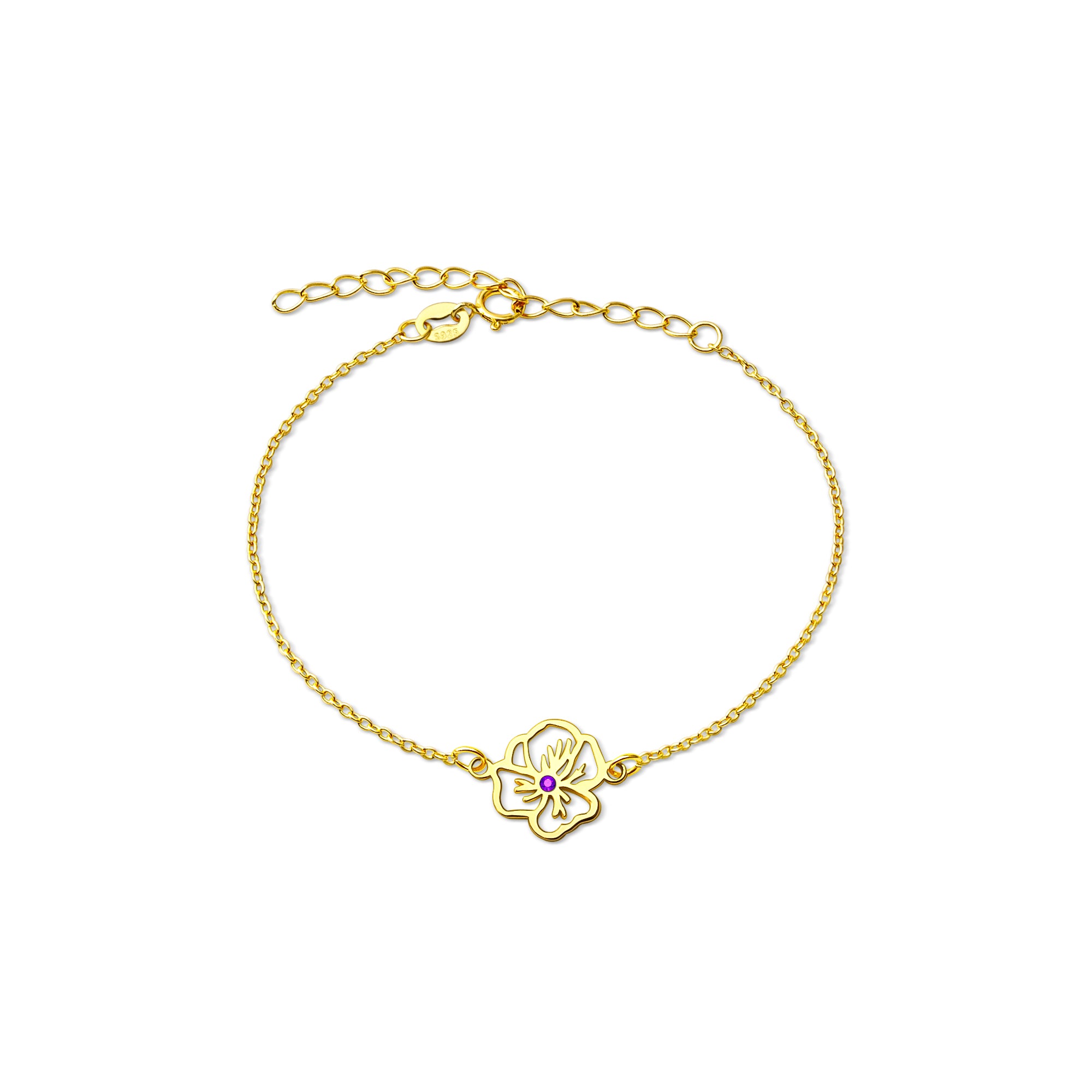 Birth Flower and Birthstone Bracelet