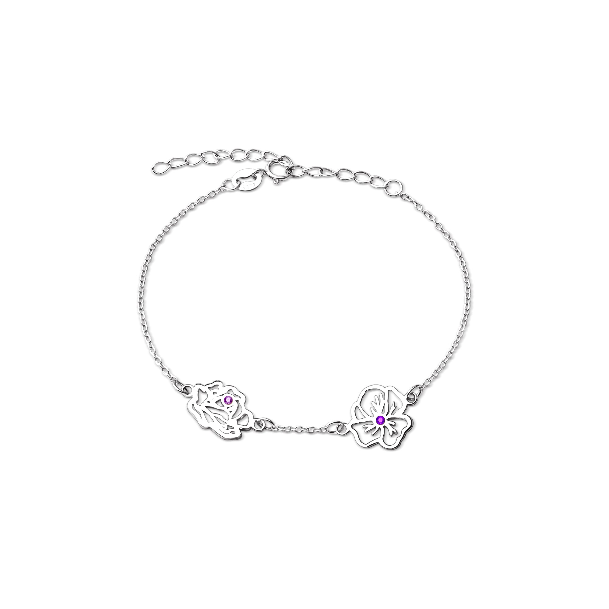 Birth Flower and Birthstone Bracelet
