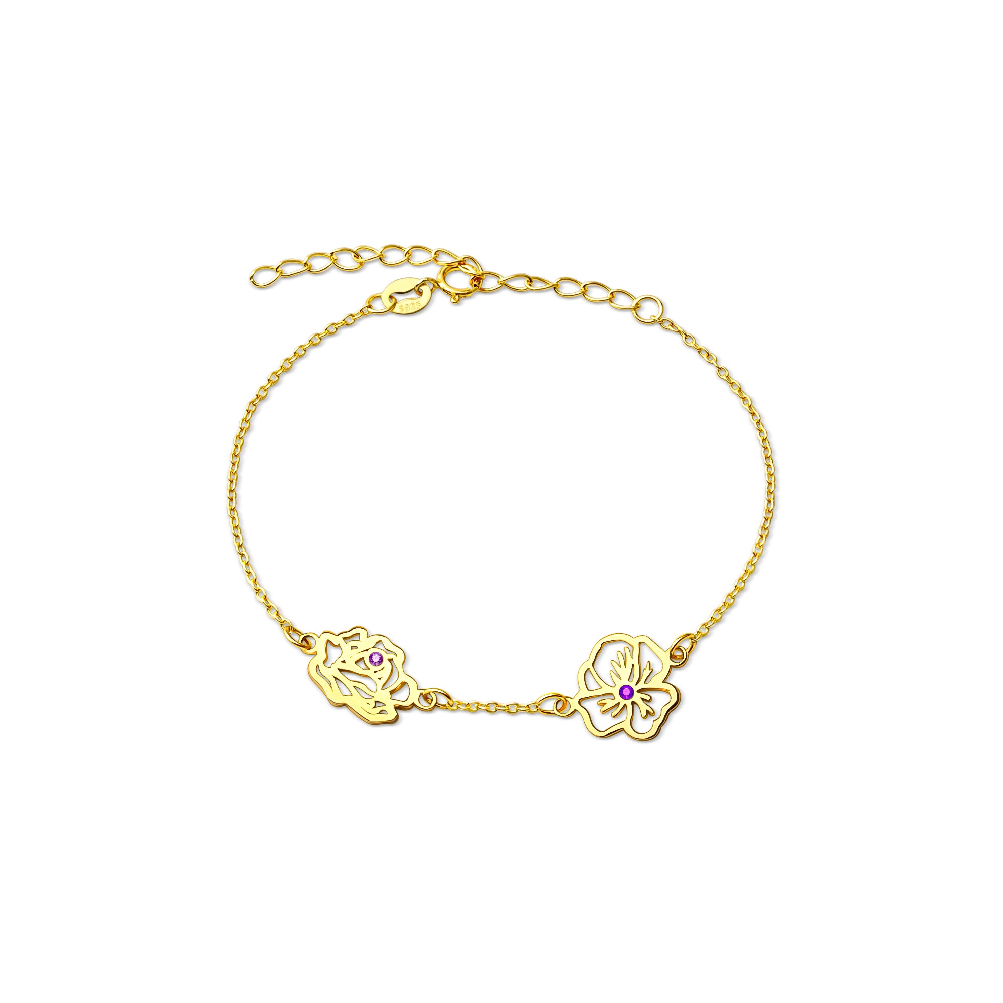 Birth Flower and Birthstone Bracelet