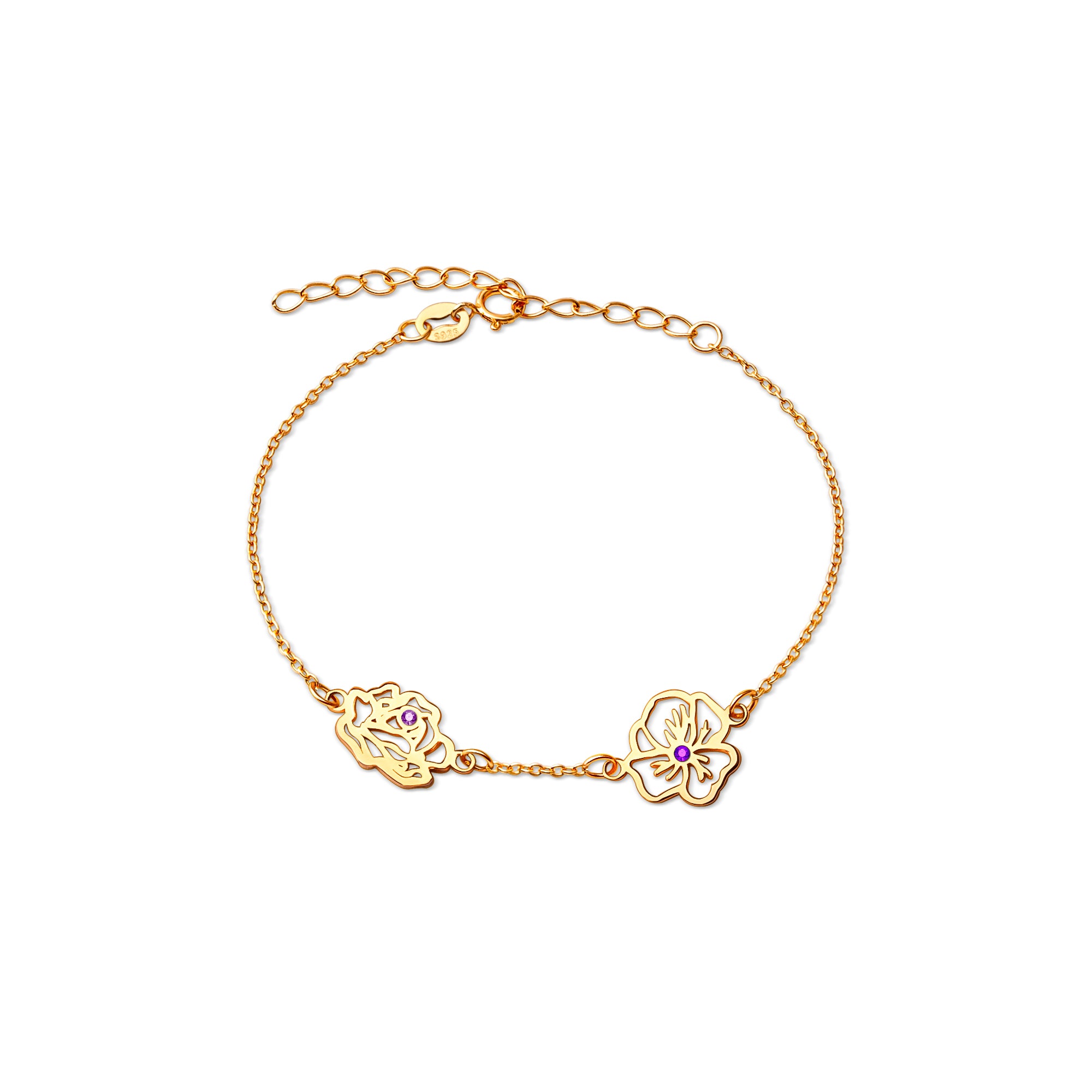 Birth Flower and Birthstone Bracelet