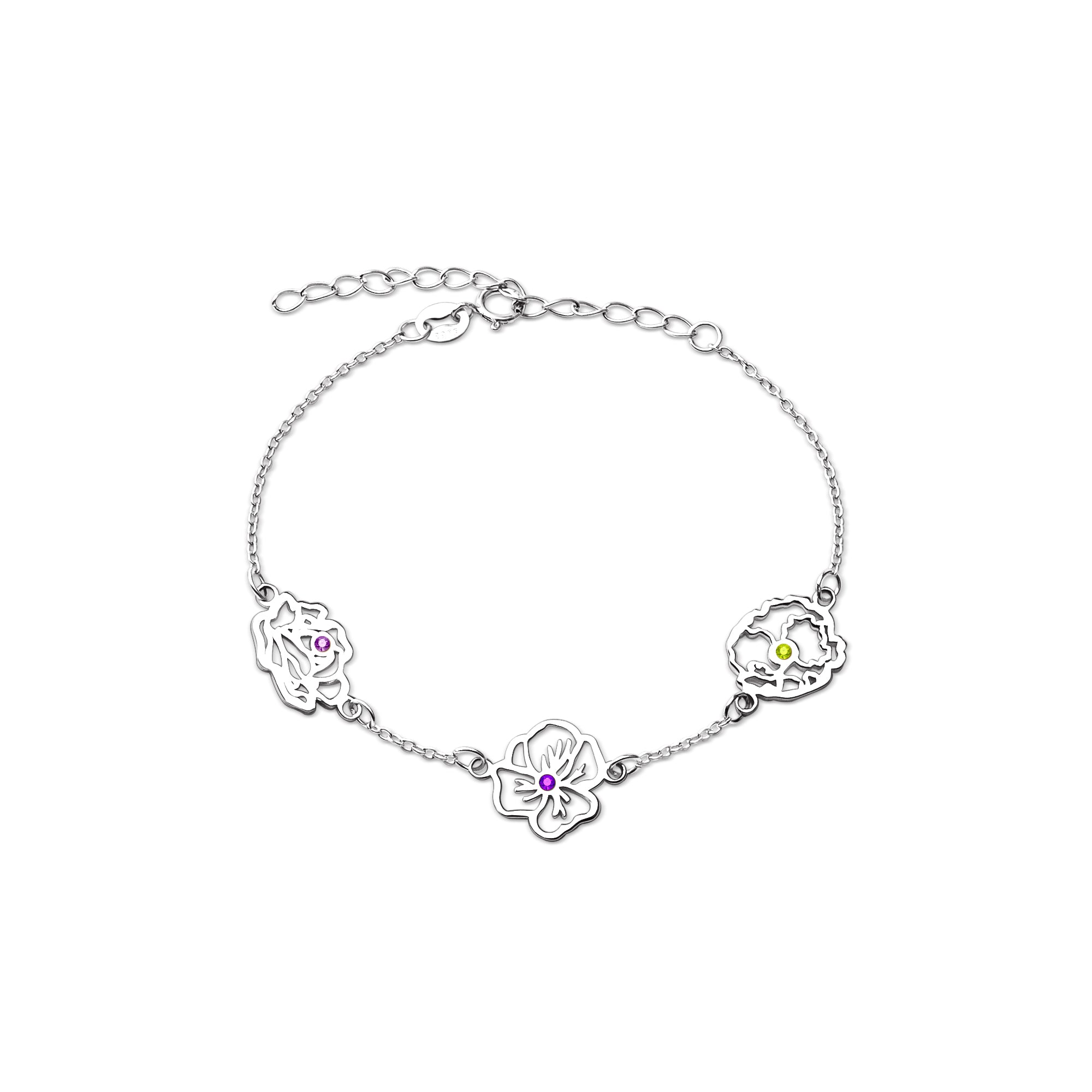 Birth Flower and Birthstone Bracelet