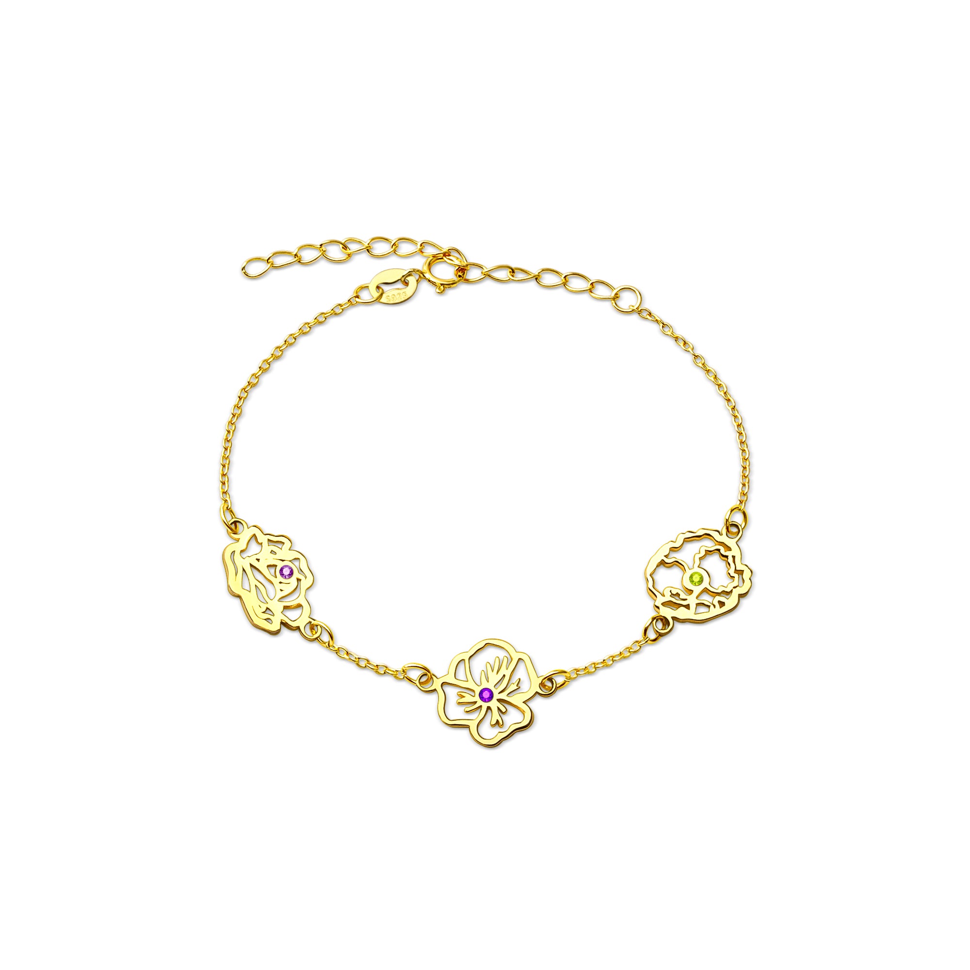 Birth Flower and Birthstone Bracelet