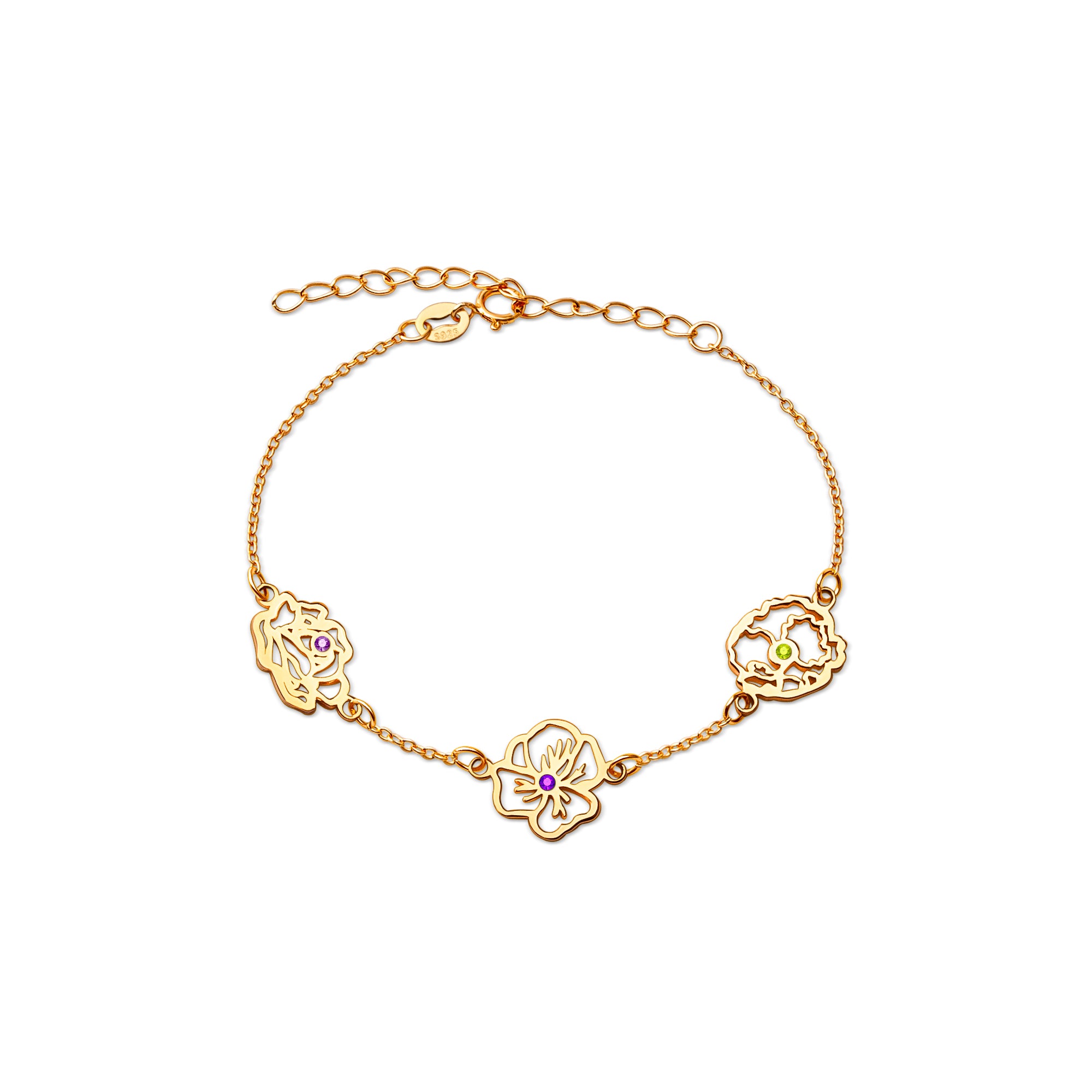 Birth Flower and Birthstone Bracelet
