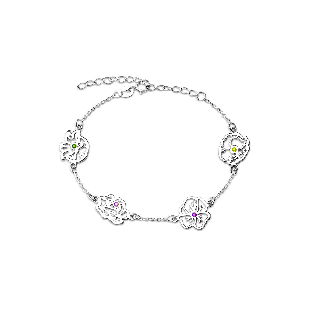 Birth Flower and Birthstone Bracelet