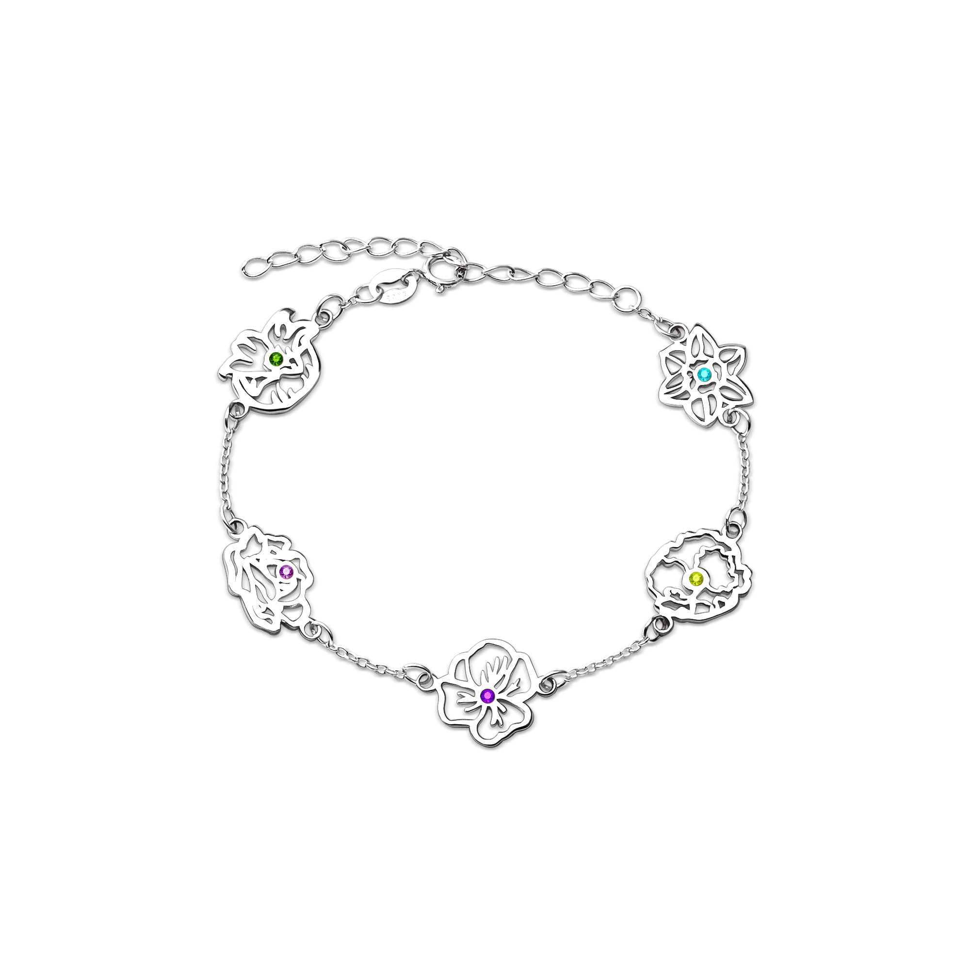 Birth Flower and Birthstone Bracelet