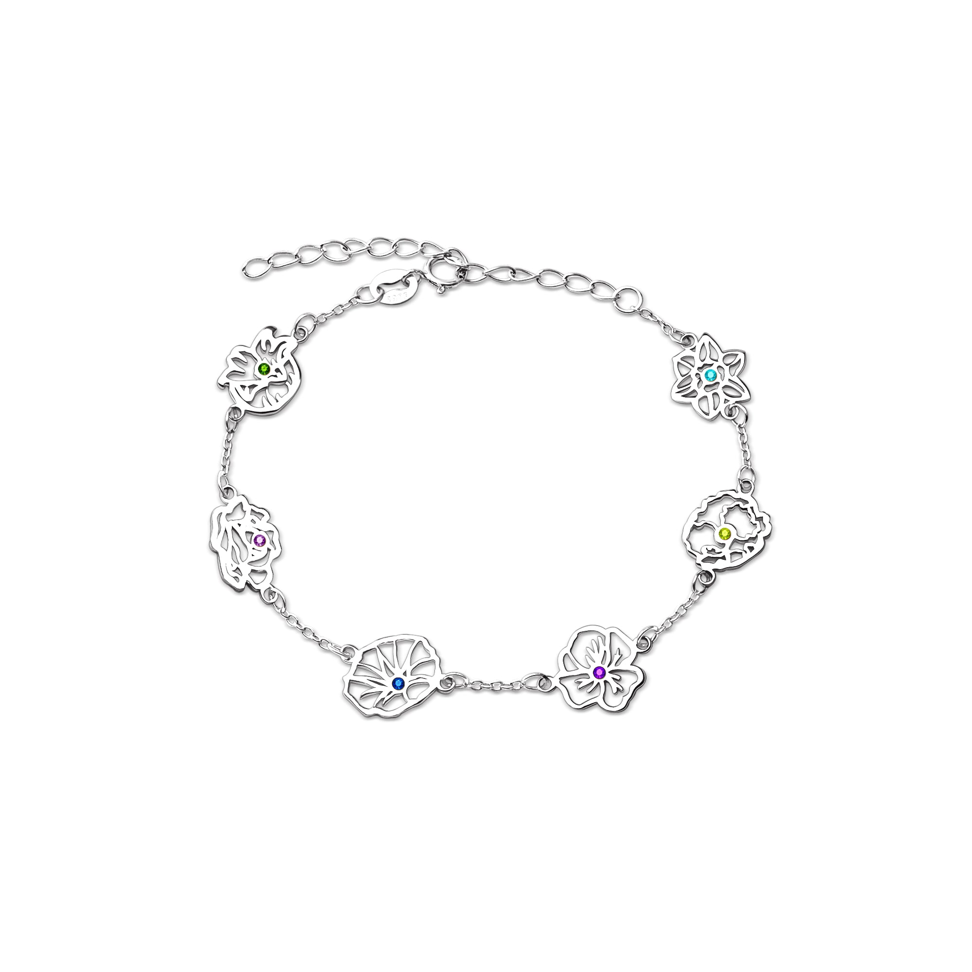 Birth Flower and Birthstone Bracelet