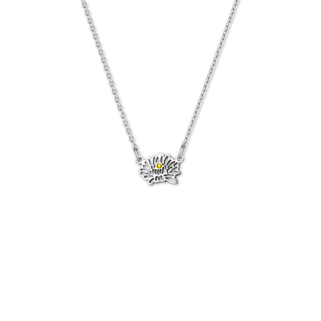 Birth Flower and Birthstone Sterling Silver Necklace