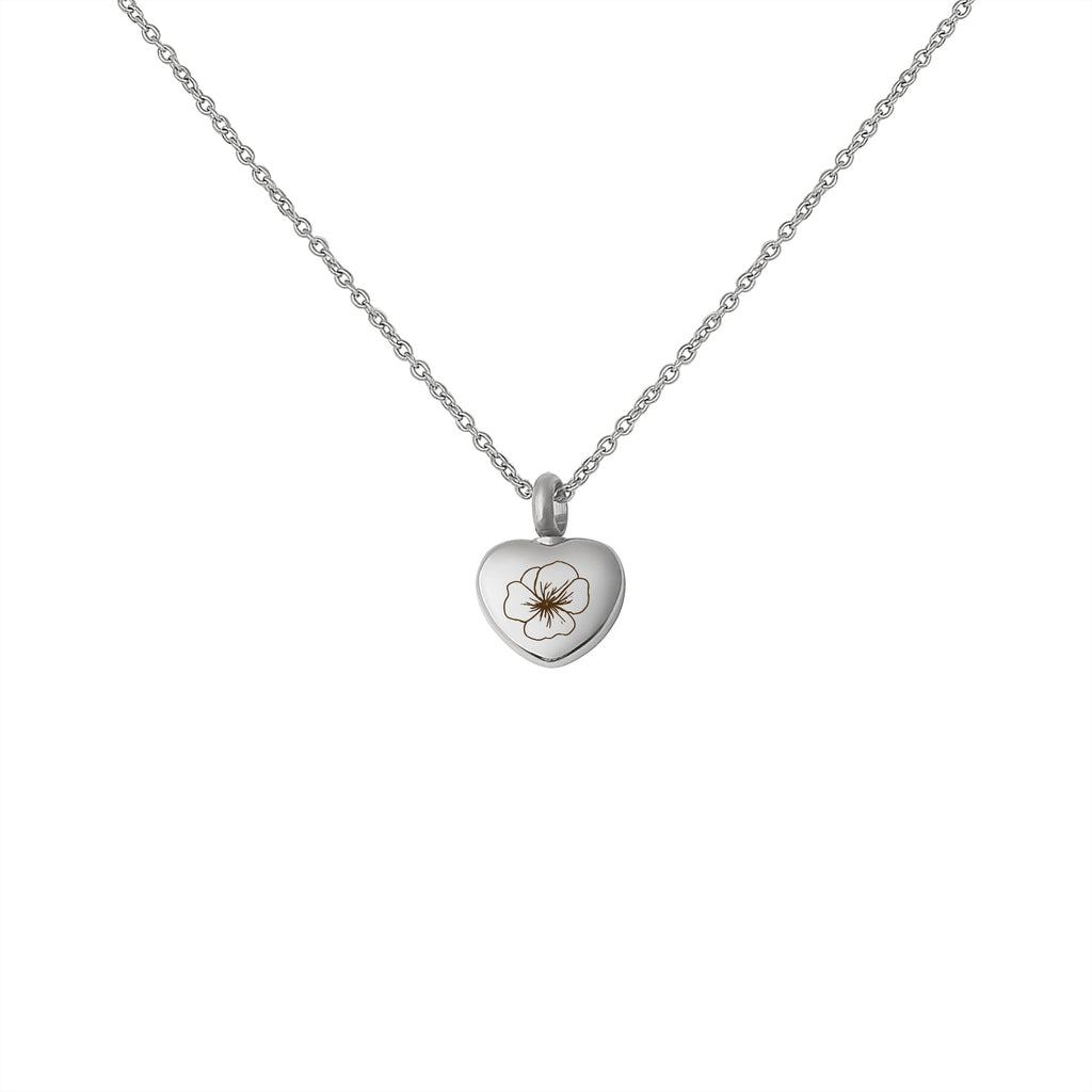 Birth Flower Mini Heart Memorial Necklace