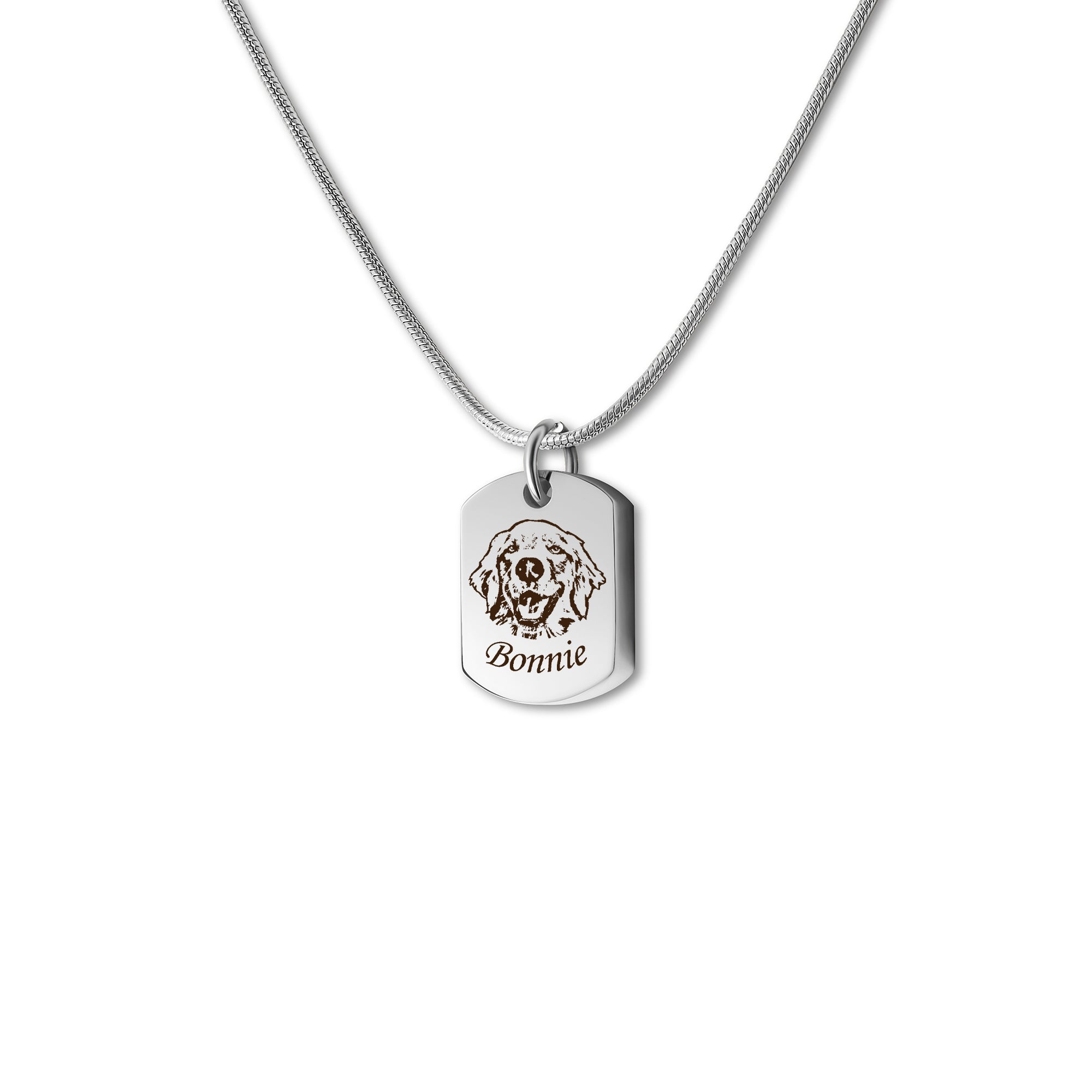 Pet Portrait Memorial Dog Tag Necklace