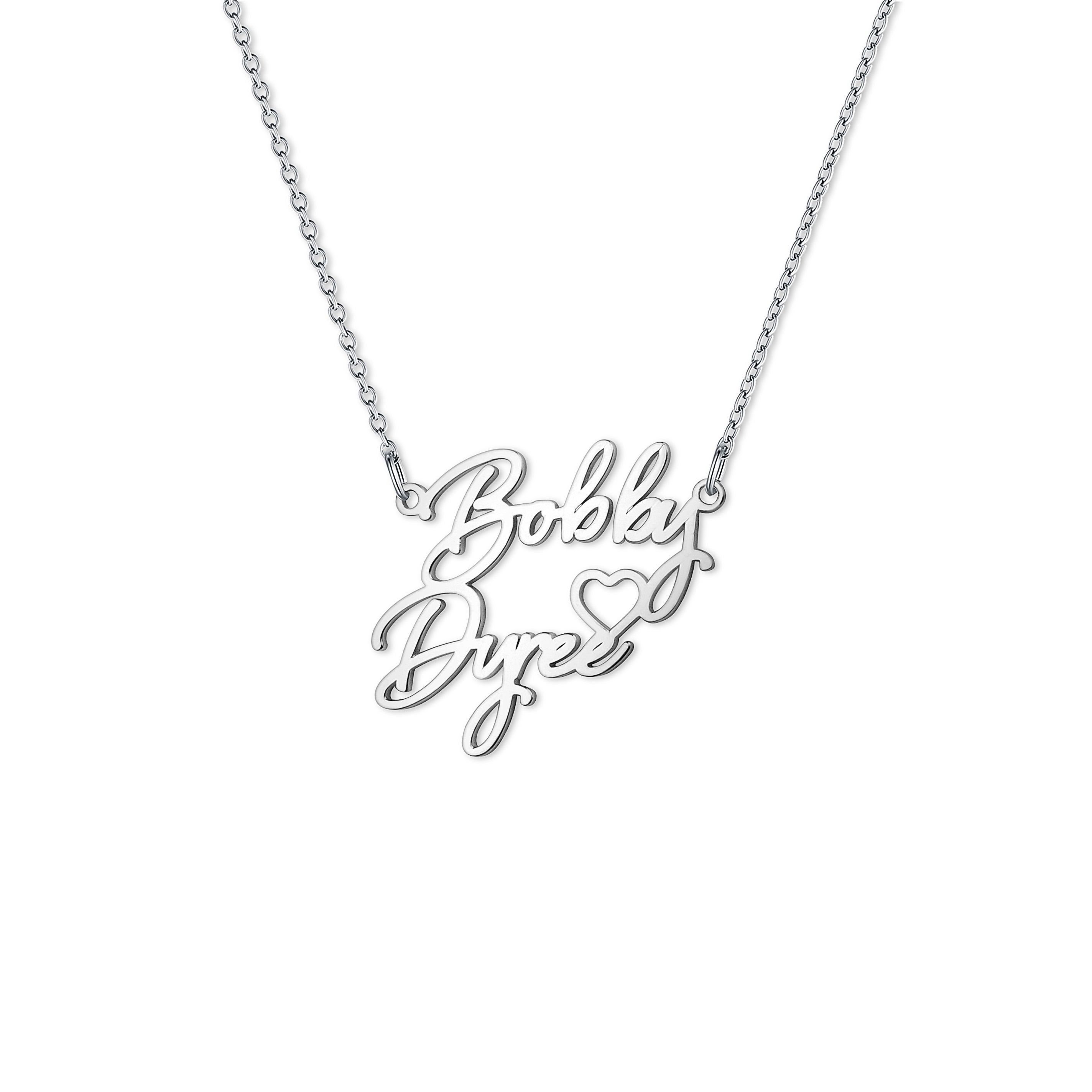 Couple's Name Necklace With Heart