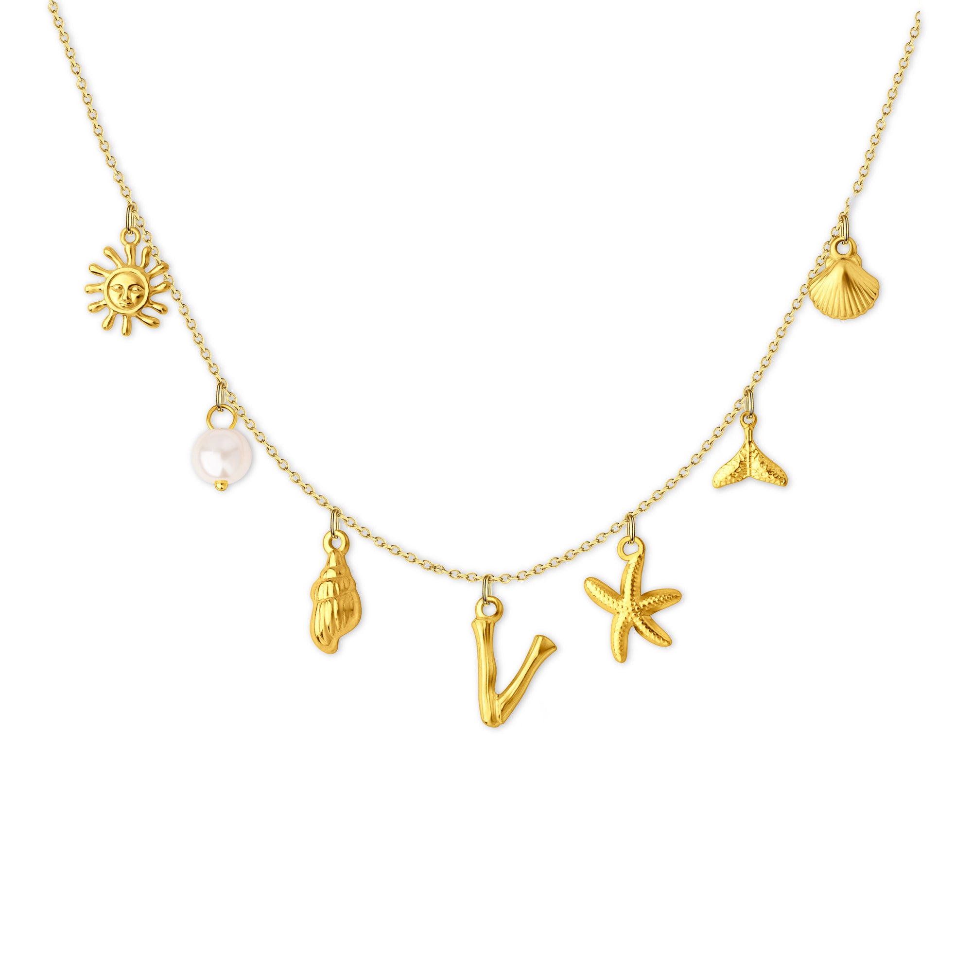 Ocean Elements Letter Necklace