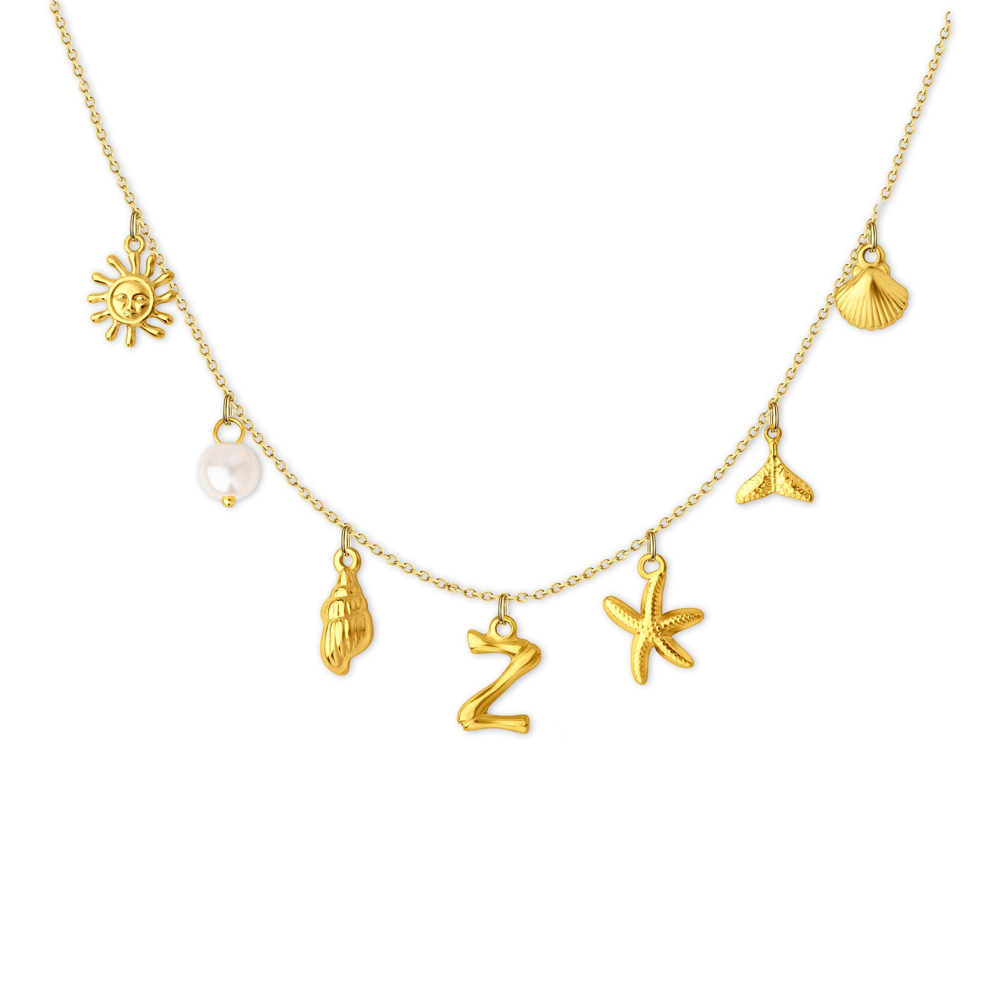 Ocean Elements Letter Necklace