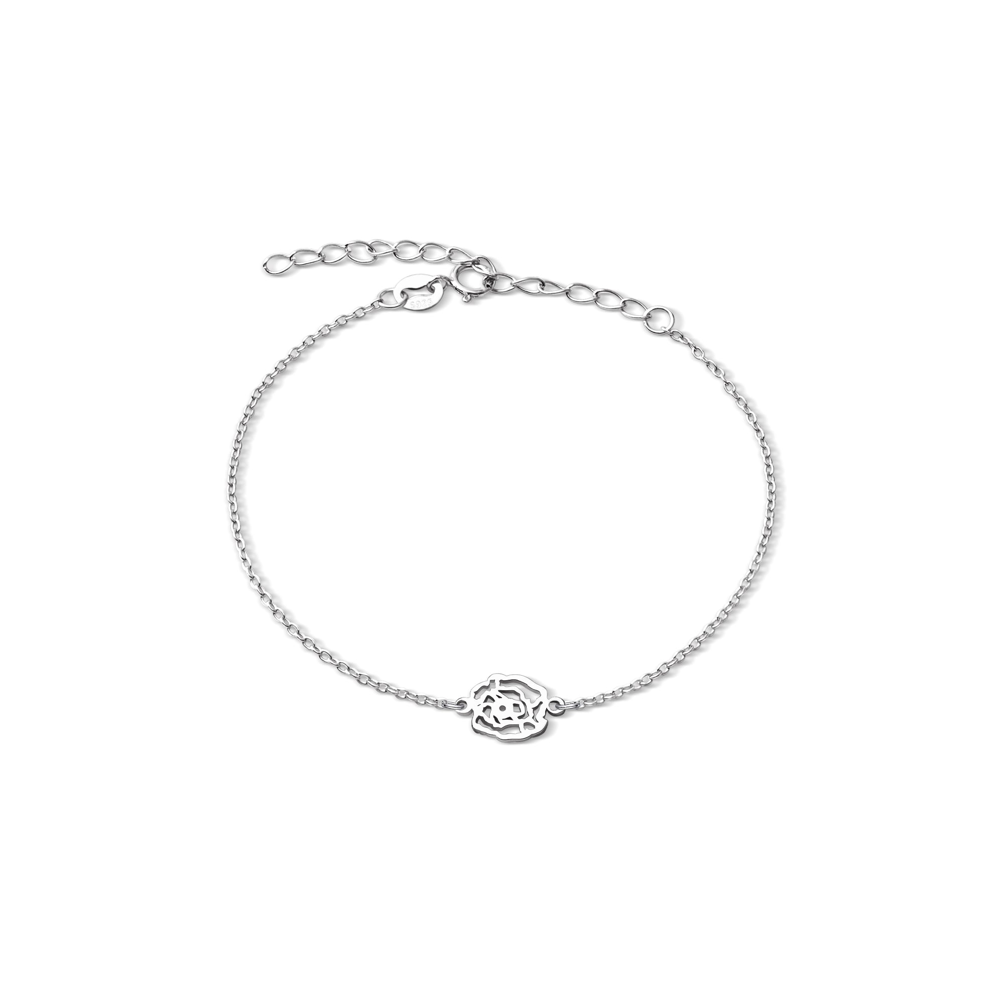 Custom Birth Flower Connected Sterling Silver Bracelet