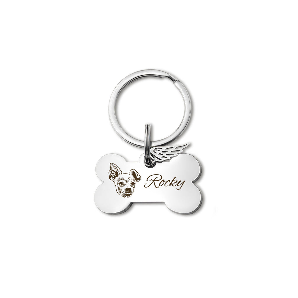 Pet Portrait Dog Bone Dog Tag