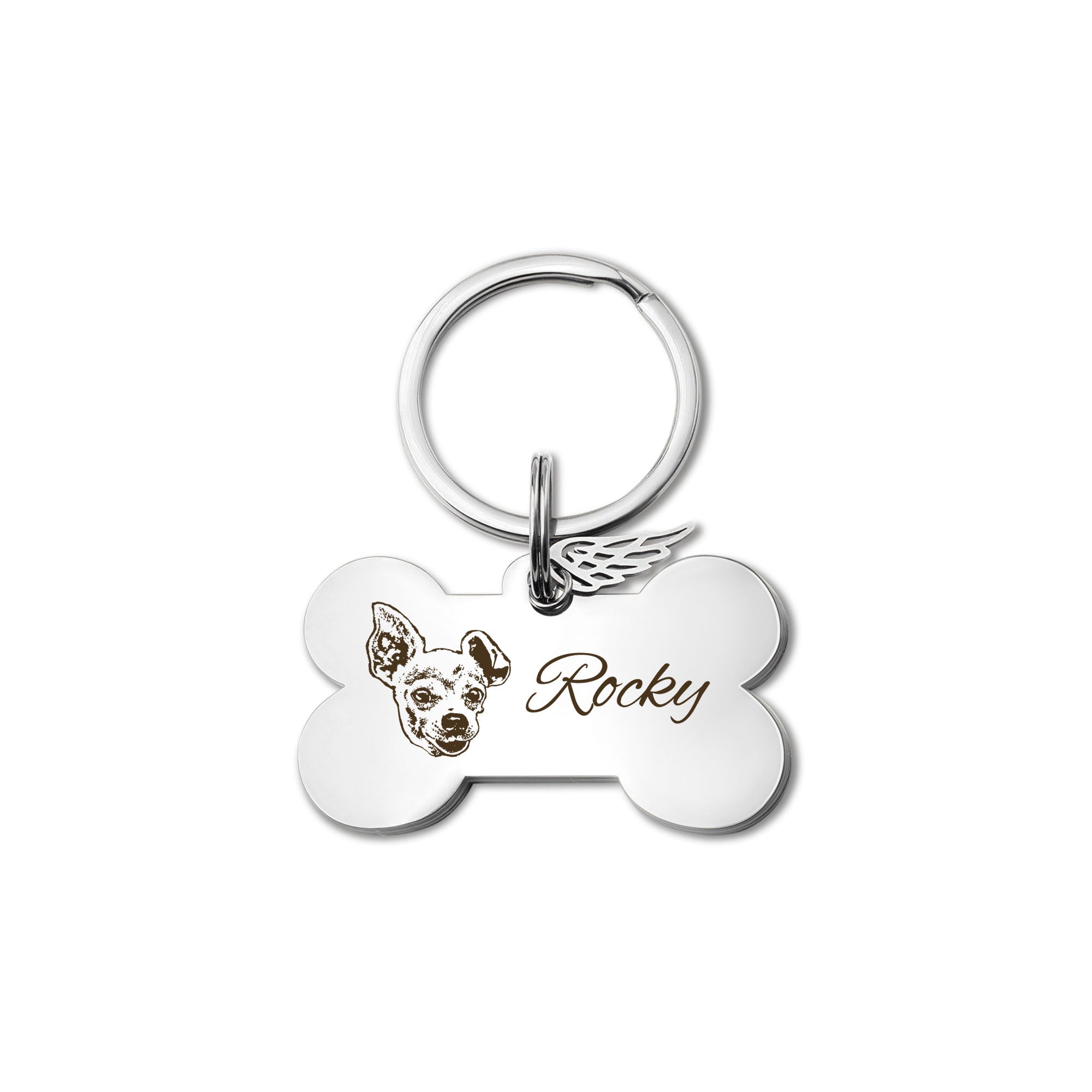 Pet Portrait Dog Bone Dog Tag