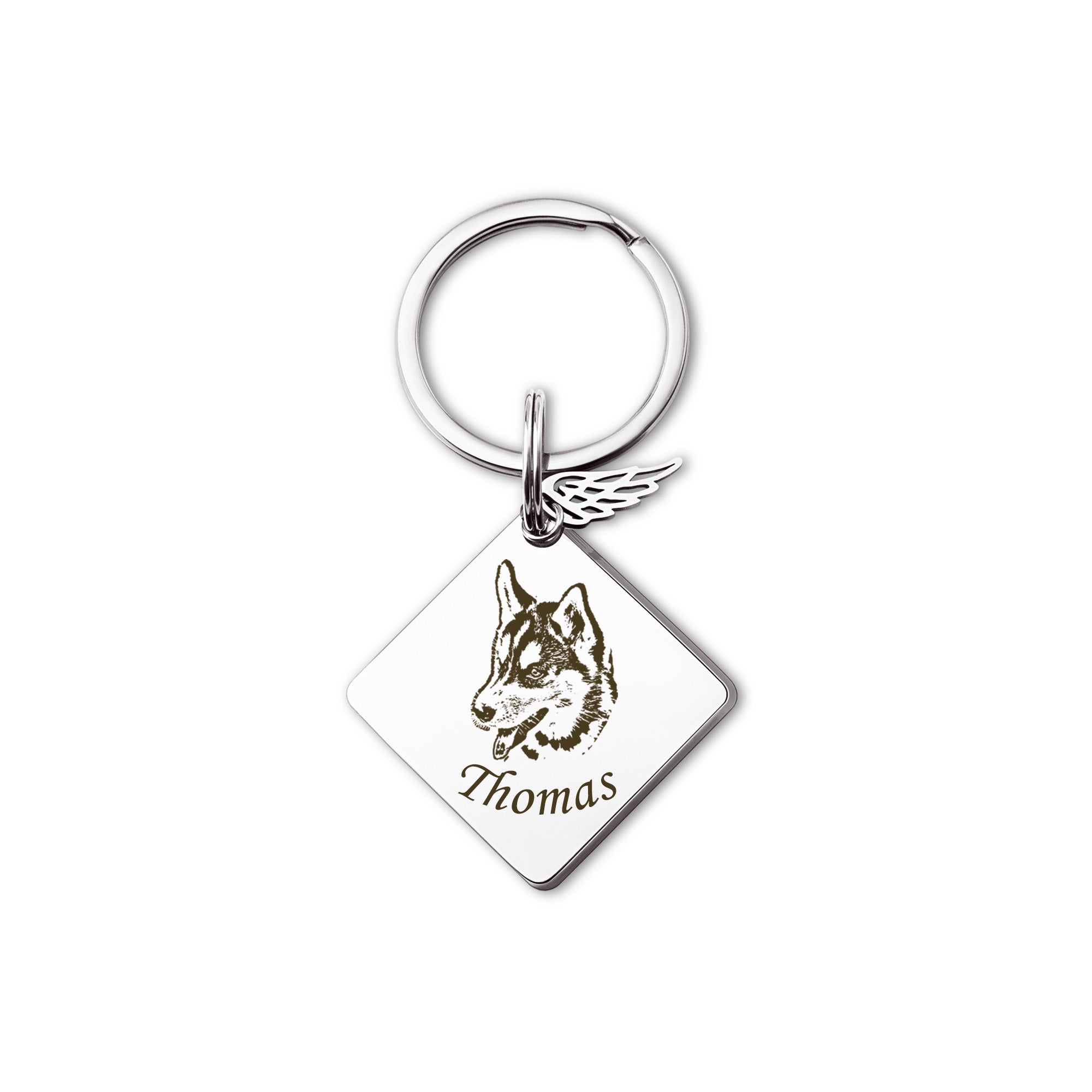 Custom Rainbow Bridge Pet Portrait Key Chain — Memorial Keepsake